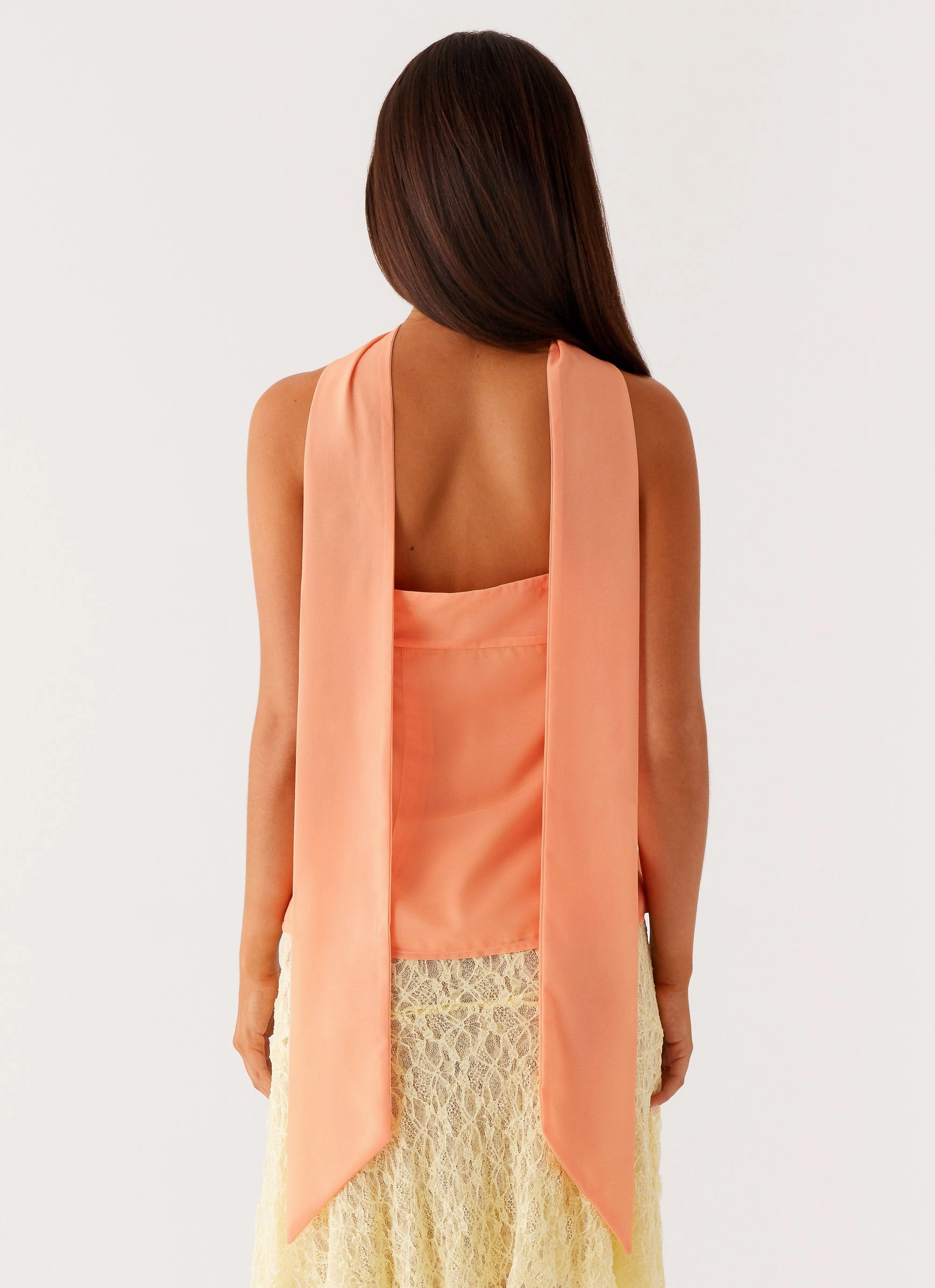 Quick Dry Fabric Blaise Scarf Top - Orange Floral