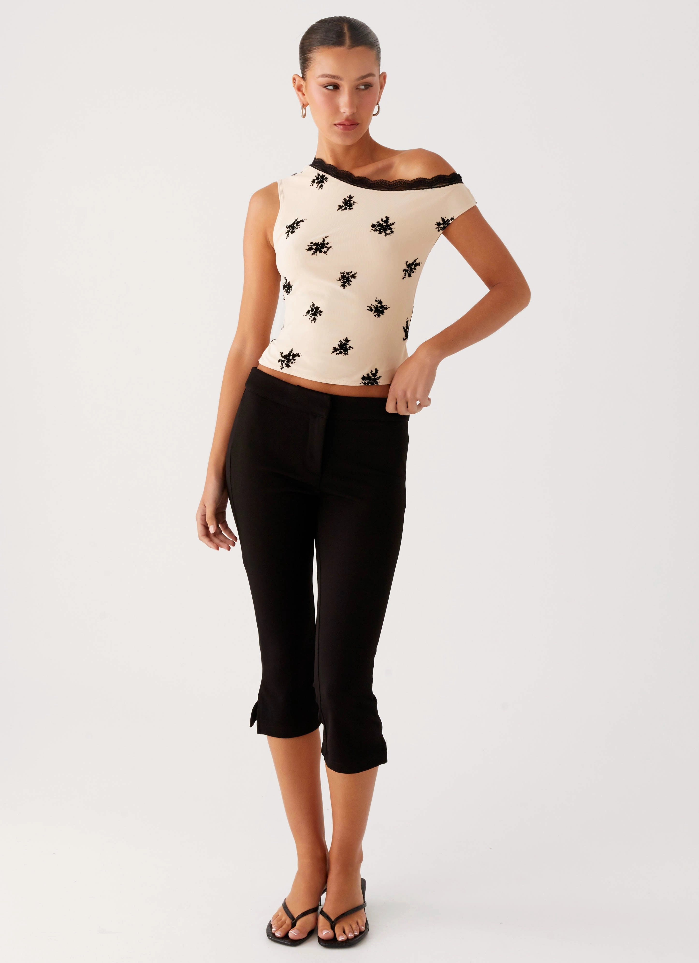 Flatlock Seam Technology Oversized Collar Blind Faith Flock One Shoulder Top - Cream