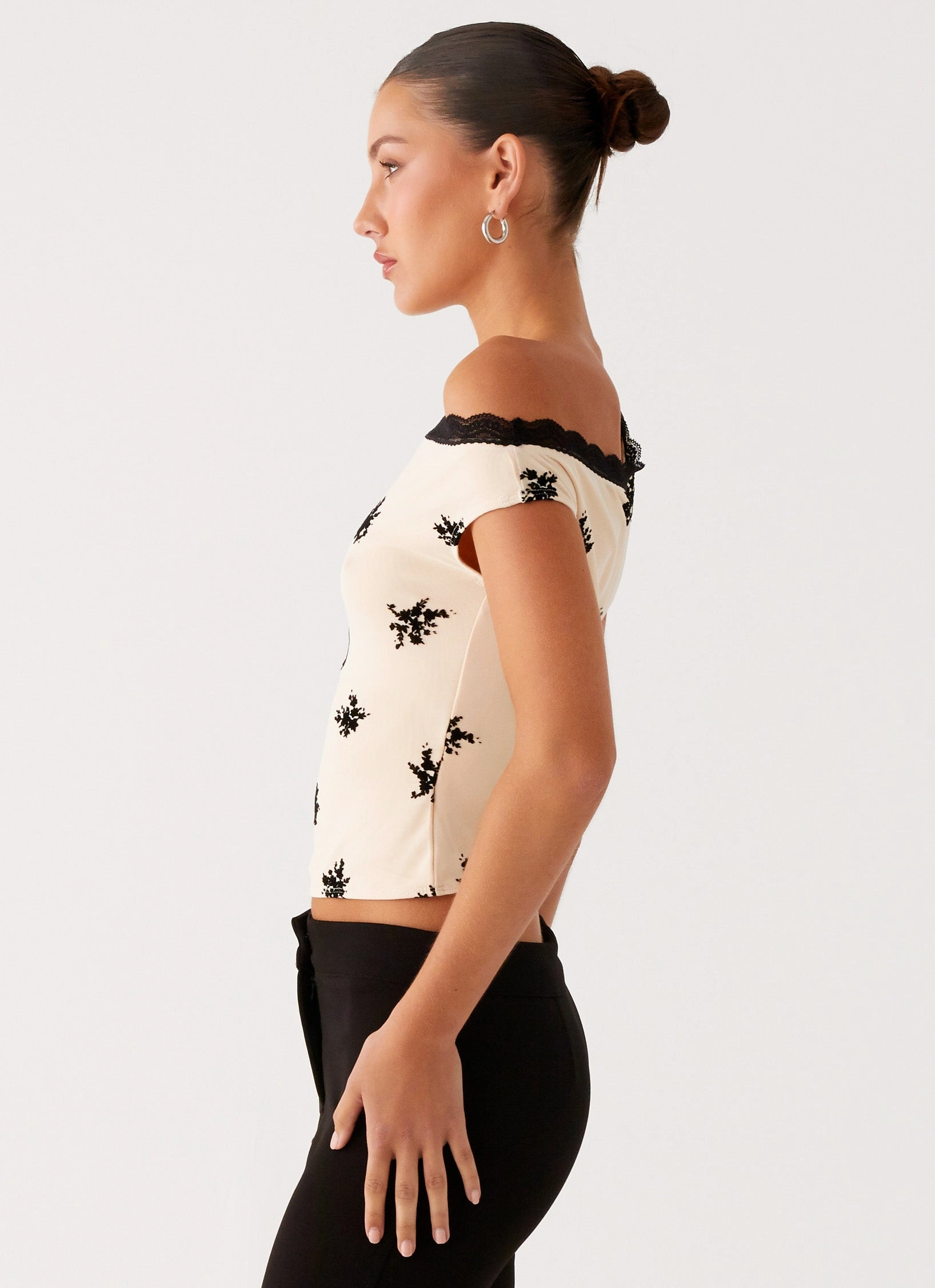 Blind Faith Flock One Shoulder Top - Cream QuickDryTech