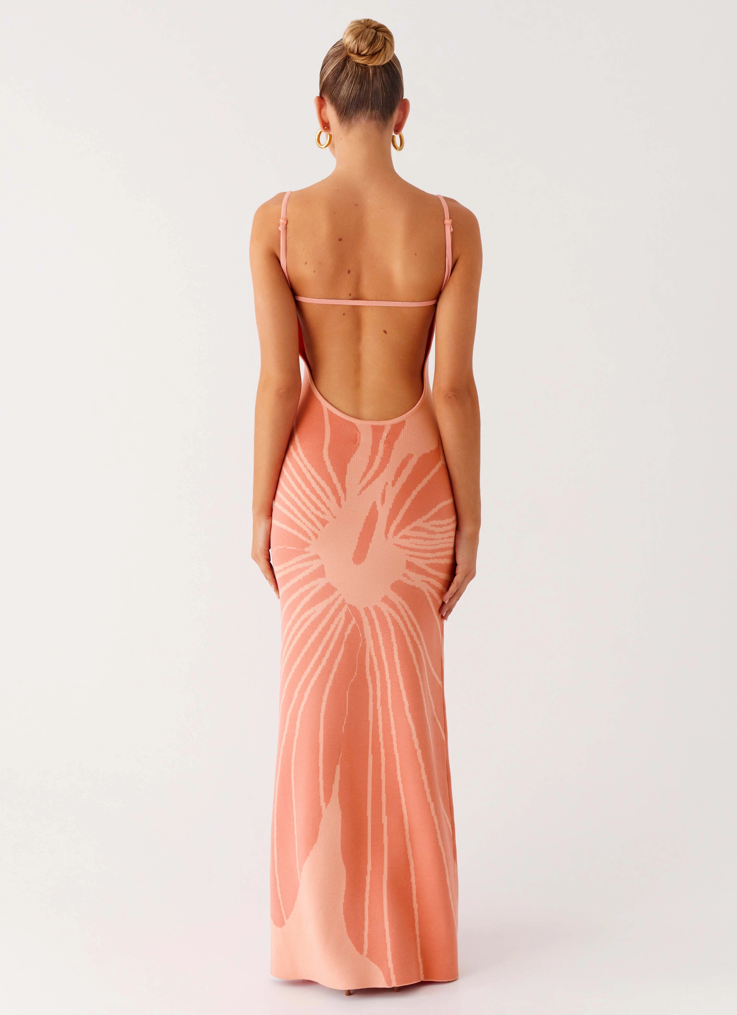 Relaxed and Effortless Bliss View Knit Maxi Dress - Peach