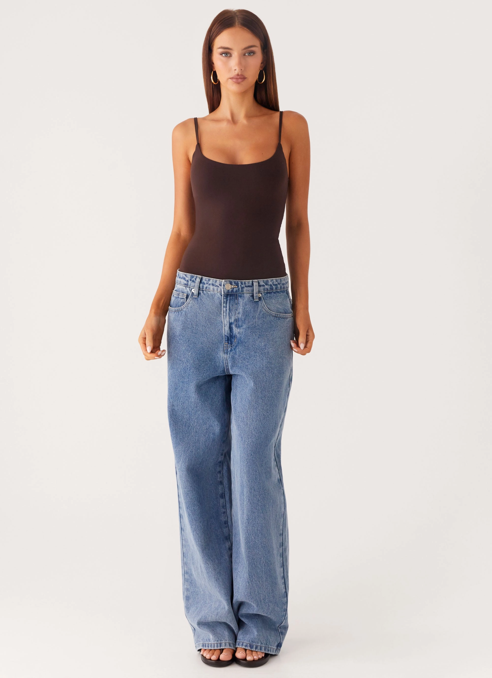 Adjustable Cuff Blondie Tank Top - Chocolate