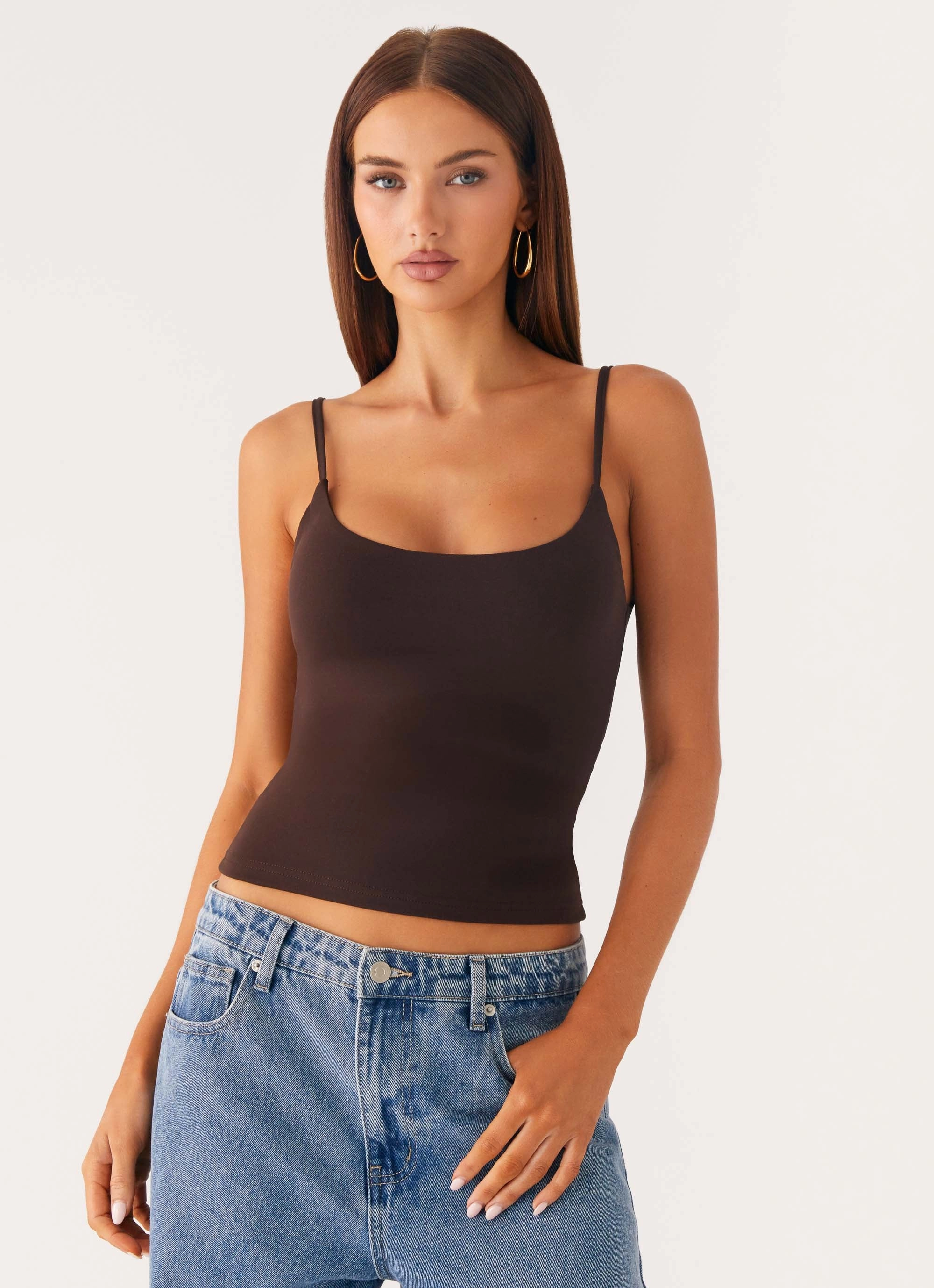 Bound Edges Oversized Silhouette Blondie Tank Top - Chocolate