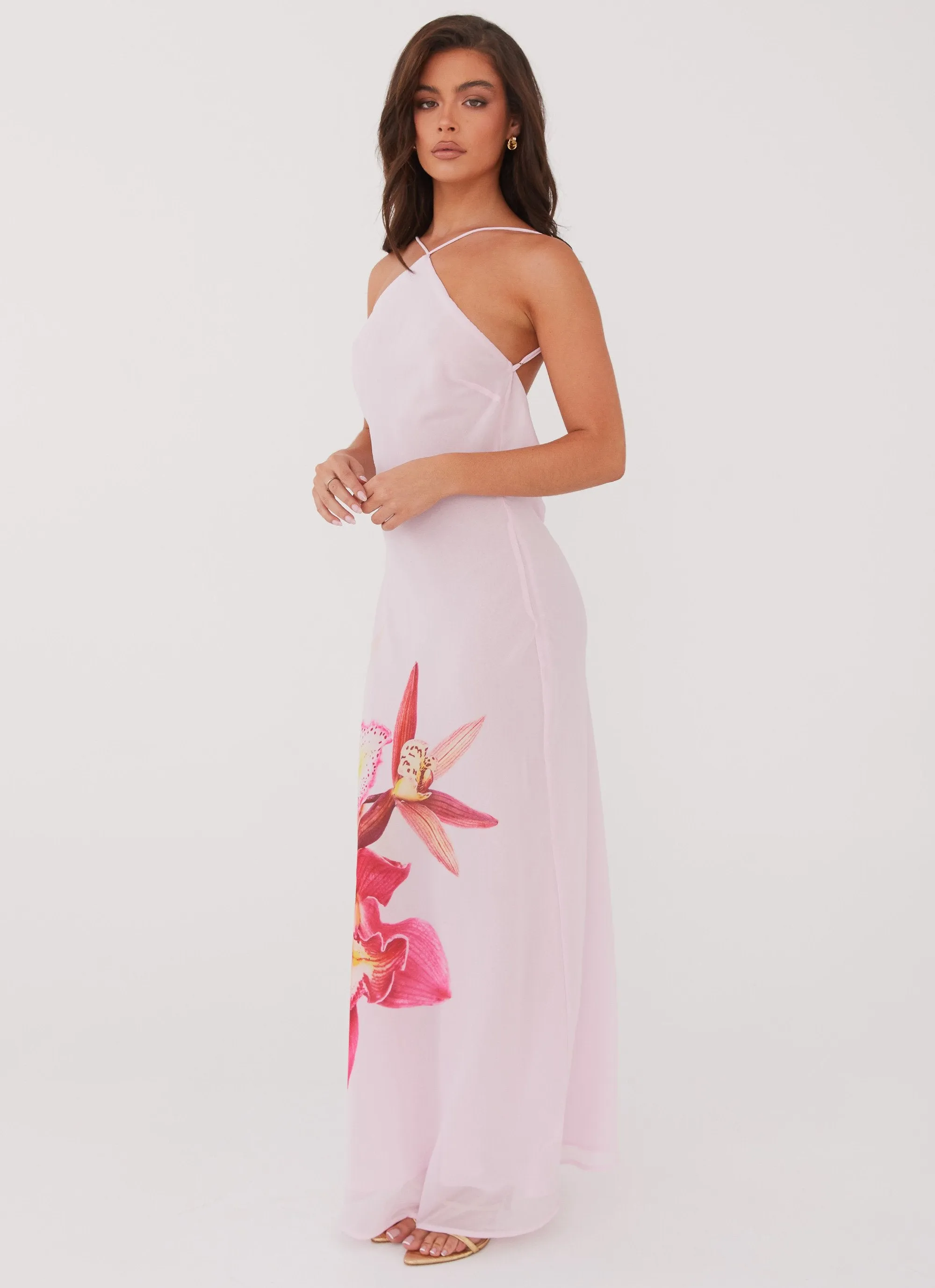 Layering Essential Travel Friendly Blossom Hearts Maxi Dress - Pink Peony