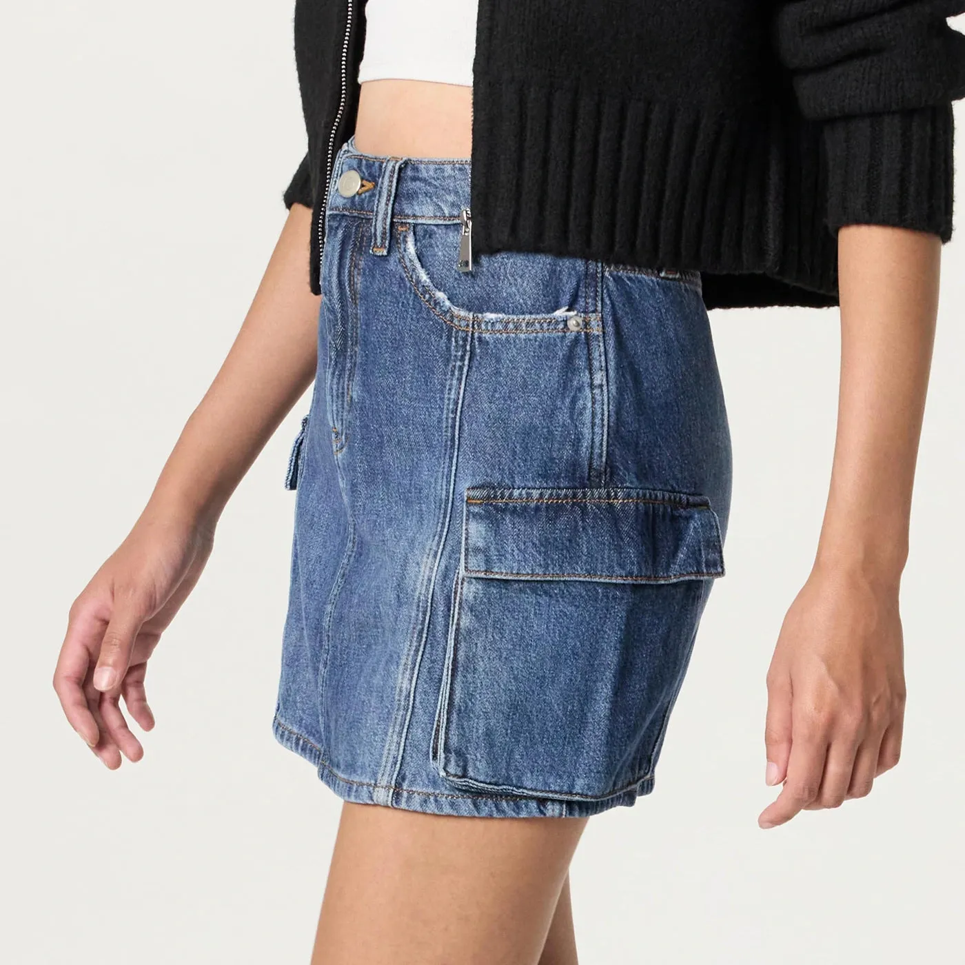 Blue Cargo Mini Skirt
