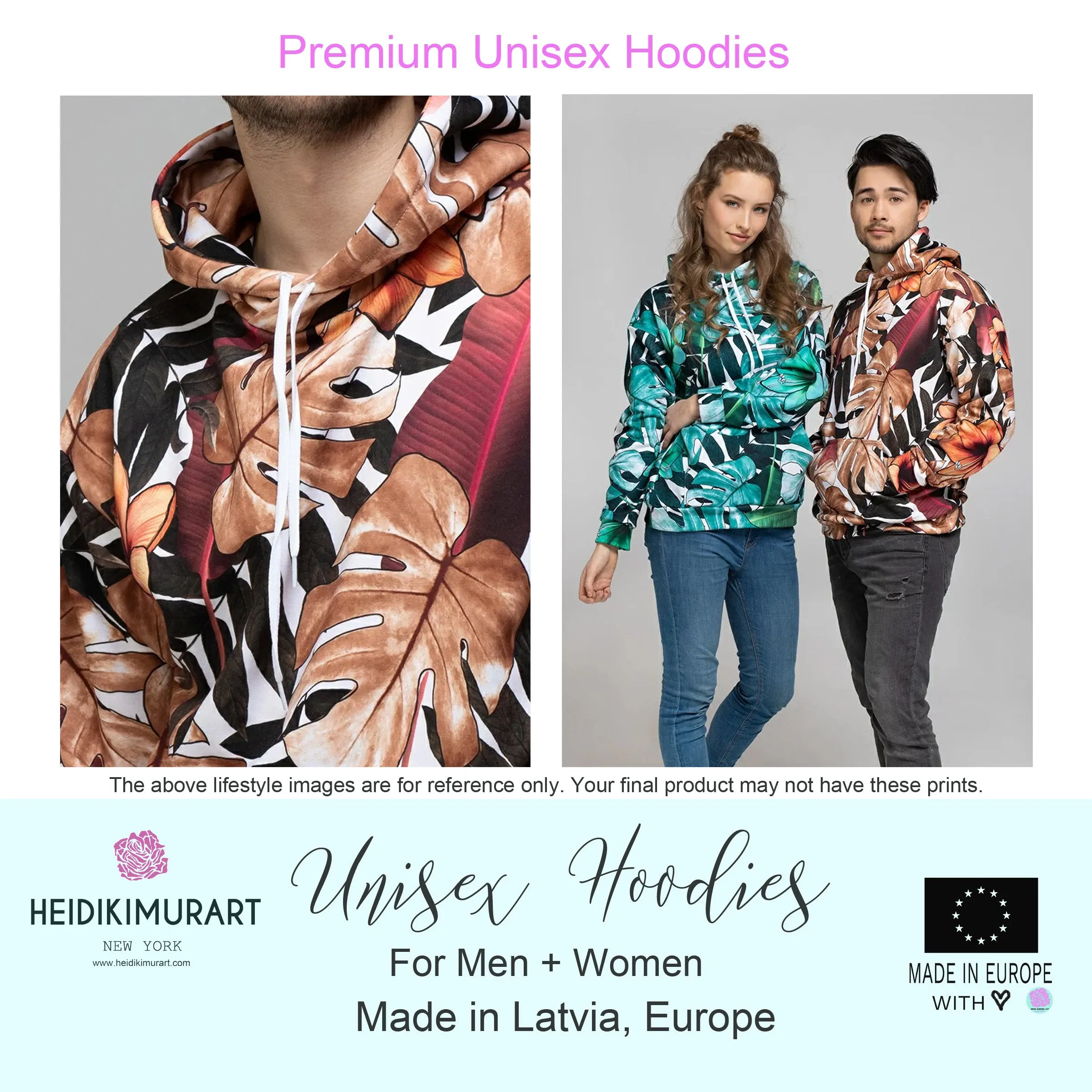 Blue Floral Print Men's Sweatshirt, Best Flower Print Unisex Hoodie Form Men and Women-Made in EU