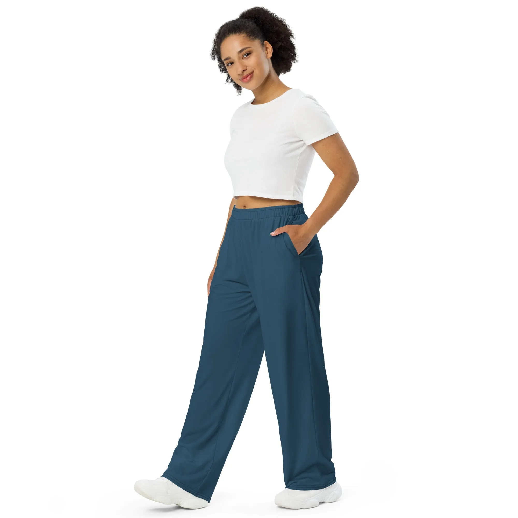 Blue unisex wide-leg pants, Unisex Baggy Pants