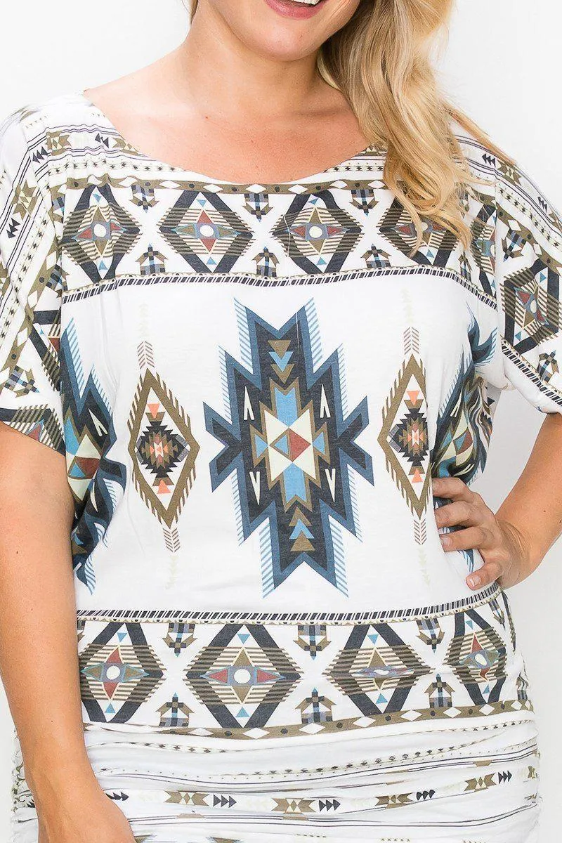 Blue Zone Planet |  Geometric-tribal Sublimation Print Top
