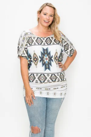 Blue Zone Planet |  Geometric-tribal Sublimation Print Top