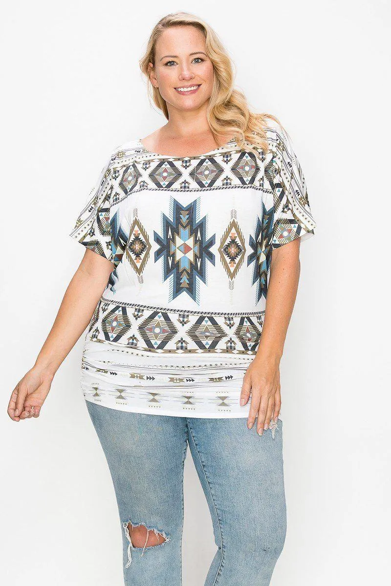 Blue Zone Planet |  Geometric-tribal Sublimation Print Top