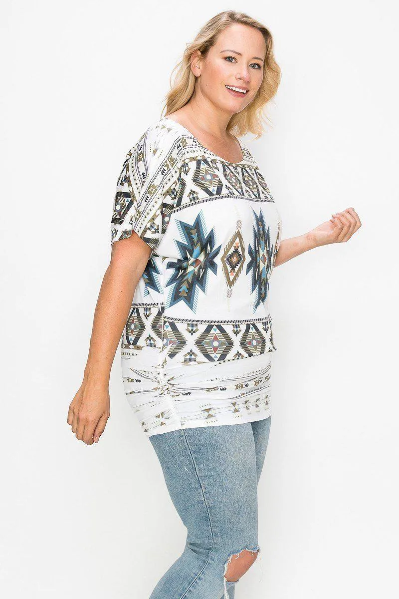 Blue Zone Planet |  Geometric-tribal Sublimation Print Top