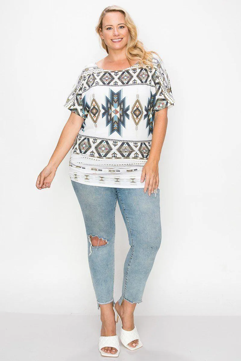 Blue Zone Planet |  Geometric-tribal Sublimation Print Top