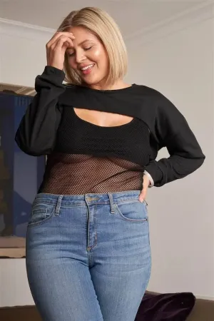 Blue Zone Planet |  Overtop & Beach Net Bodysuit - Black
