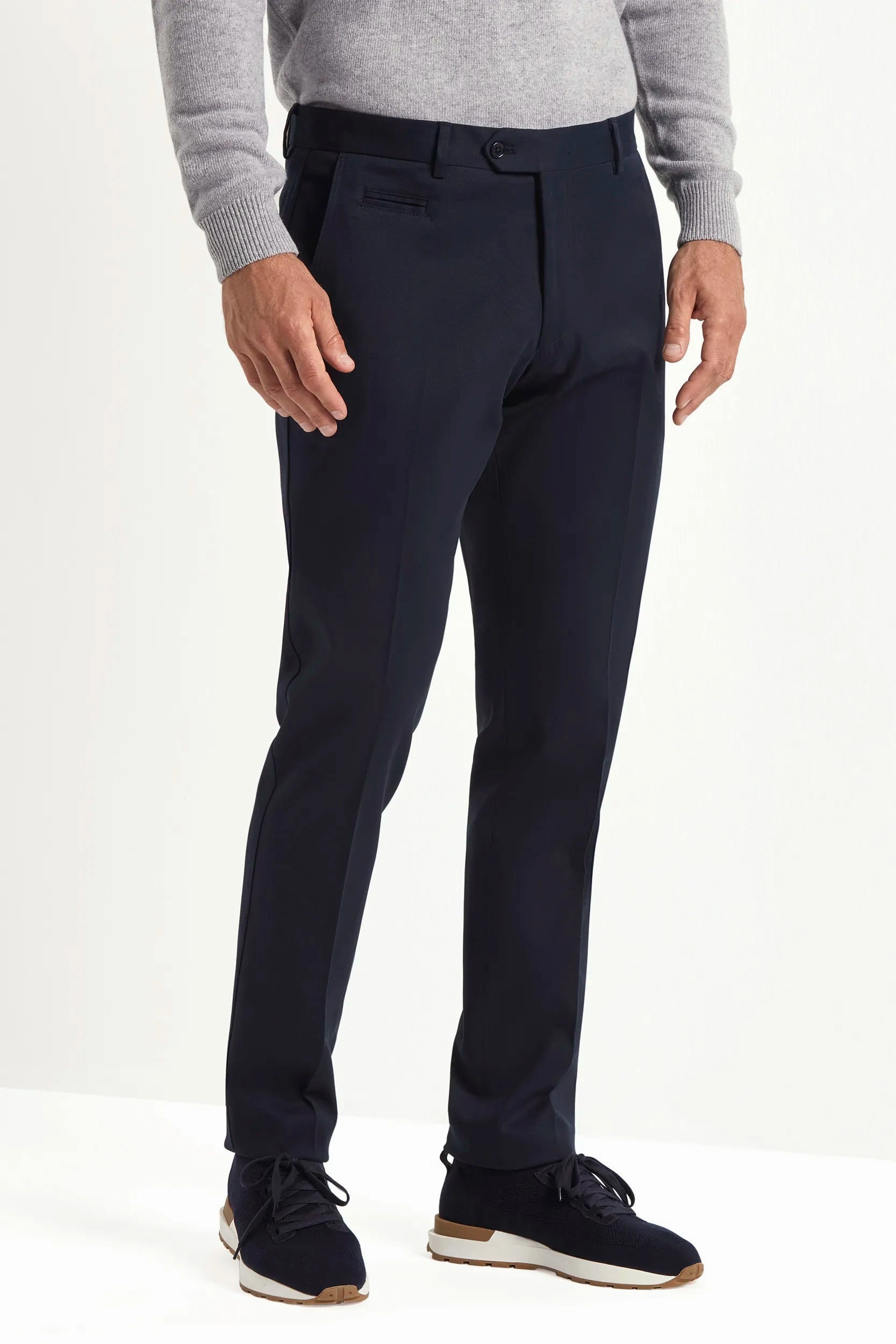 Blue cotton and cashmere Garda trousers - Made in Italy