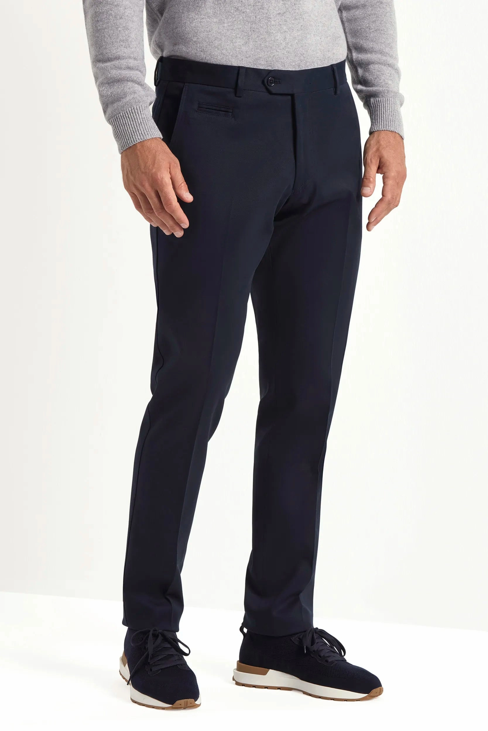 Blue cotton and cashmere Garda trousers - Made in Italy