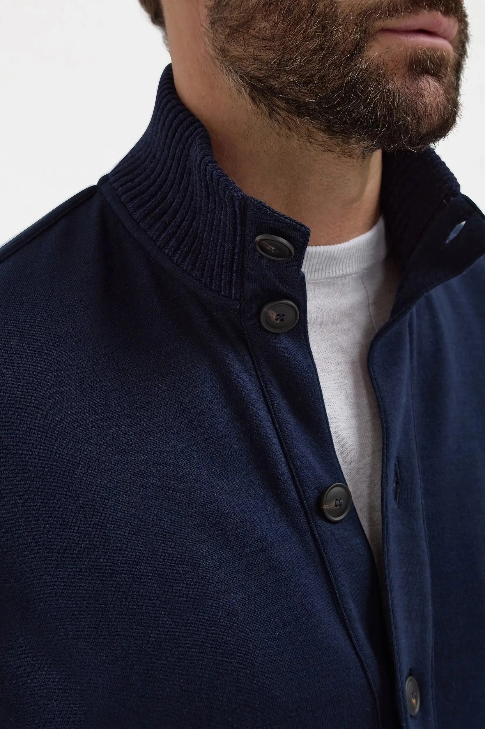 Blue cotton knitted bomber ?C Made in Italy