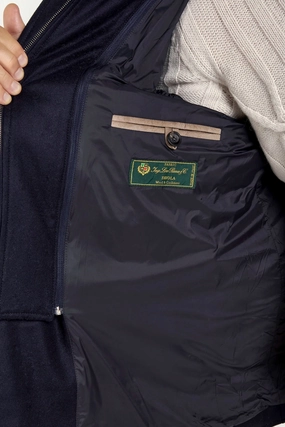 Blue down jacket in wool & cashmere ?C Made in Italy Blue down jacket in wool & cashmere ?C Made in Italy