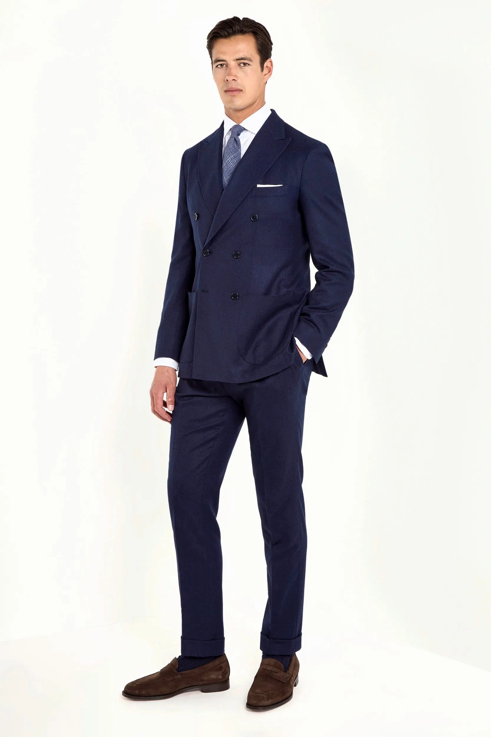 Blue flannel Soragna trousers - Made in Italy