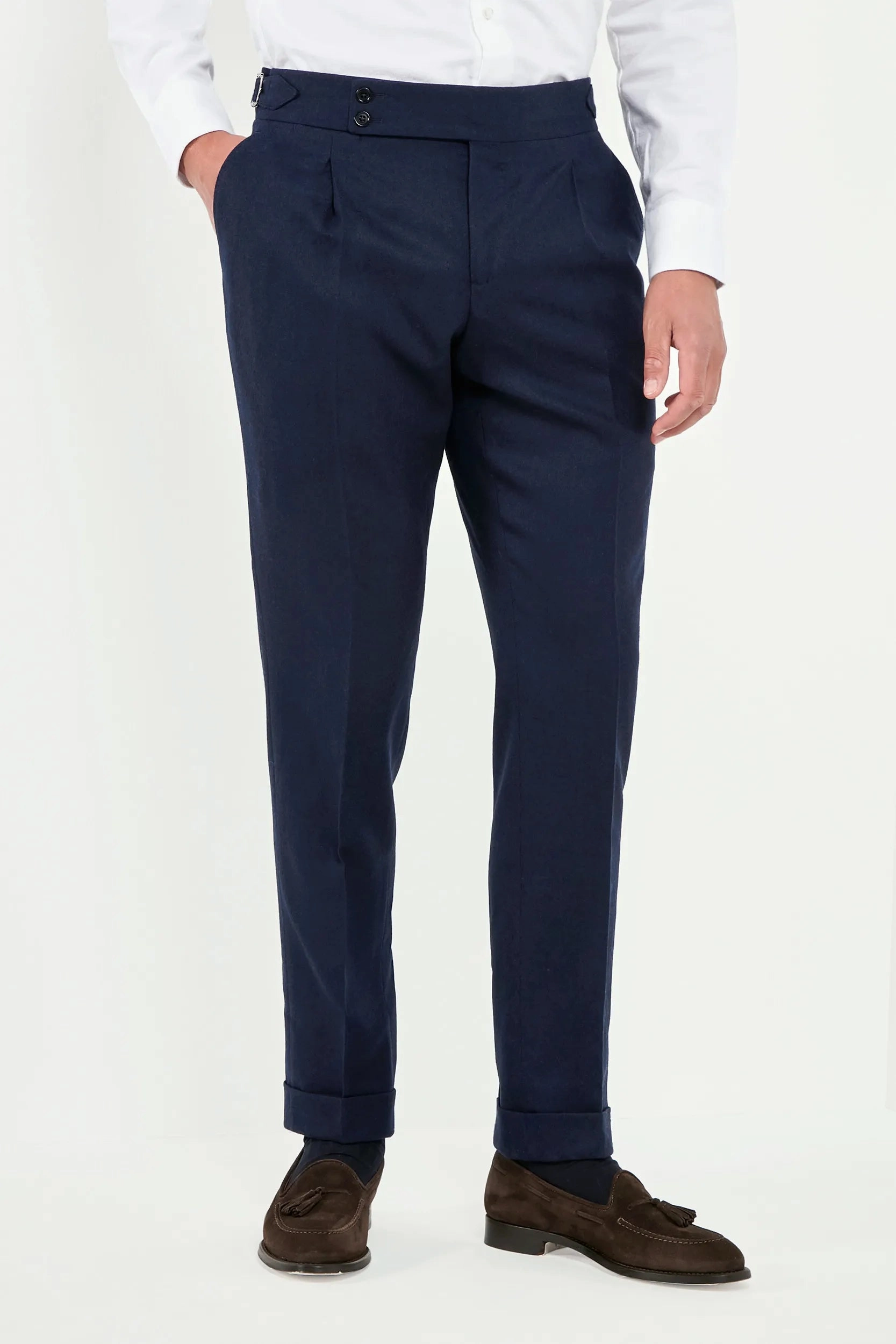 Blue flannel Soragna trousers - Made in Italy