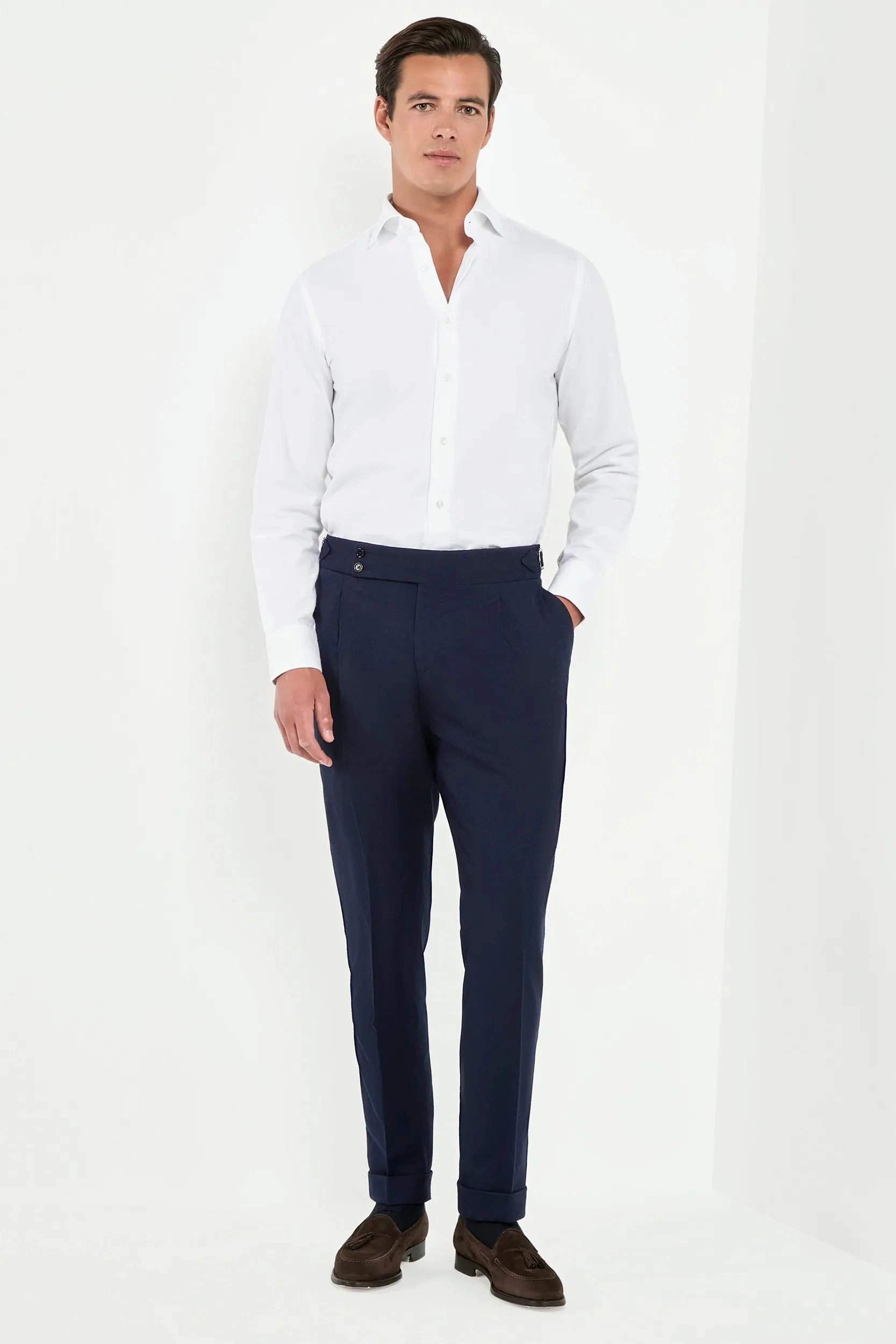 Blue flannel Soragna trousers - Made in Italy