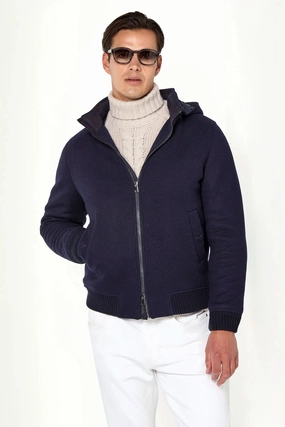 Blue hooded bomber - Made in Italy Blue hooded bomber - Made in Italy