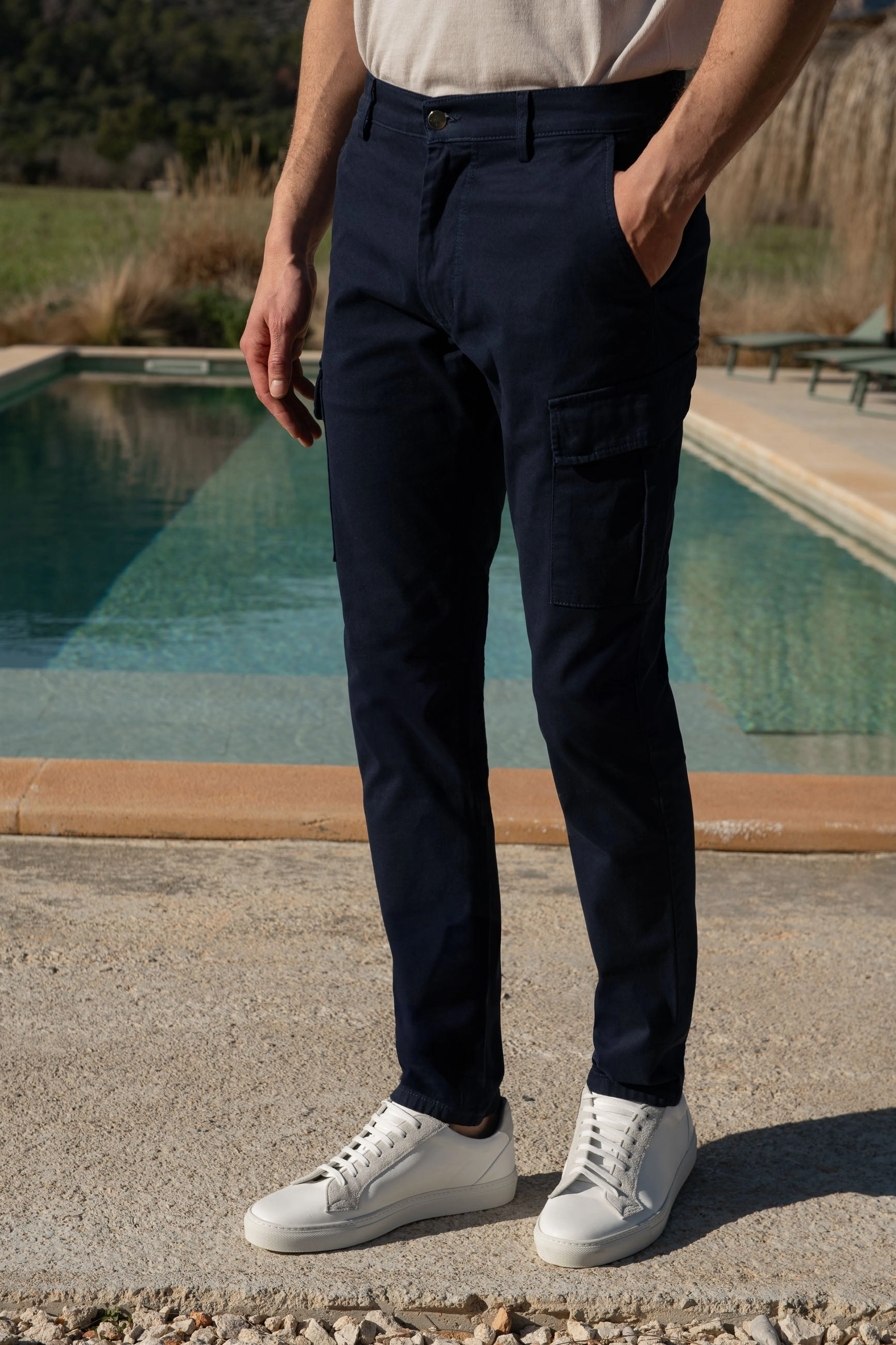 Blue stretch cotton cargo - Made in Italy