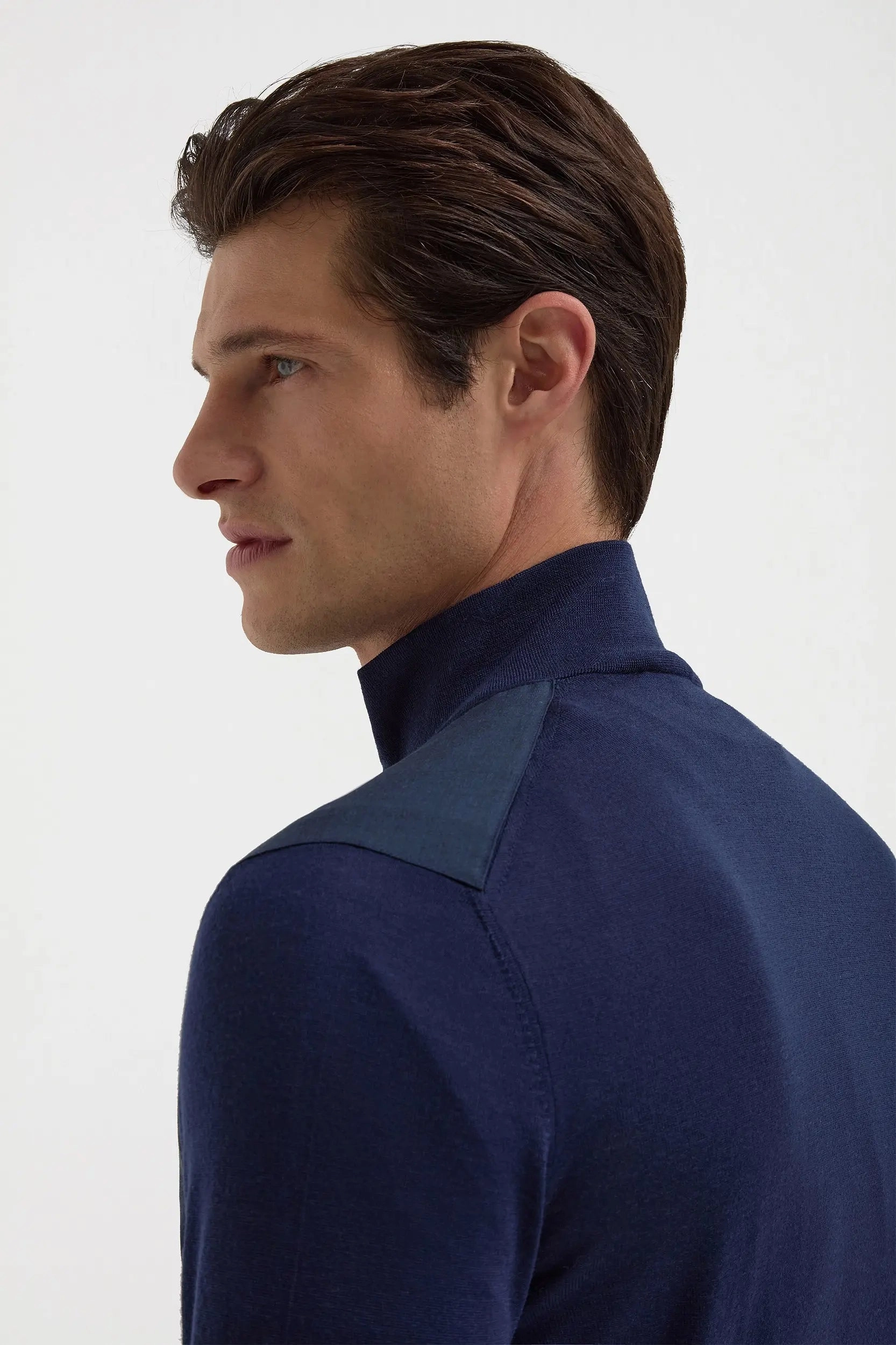 Blue wool & knit bomber - Made in Italy