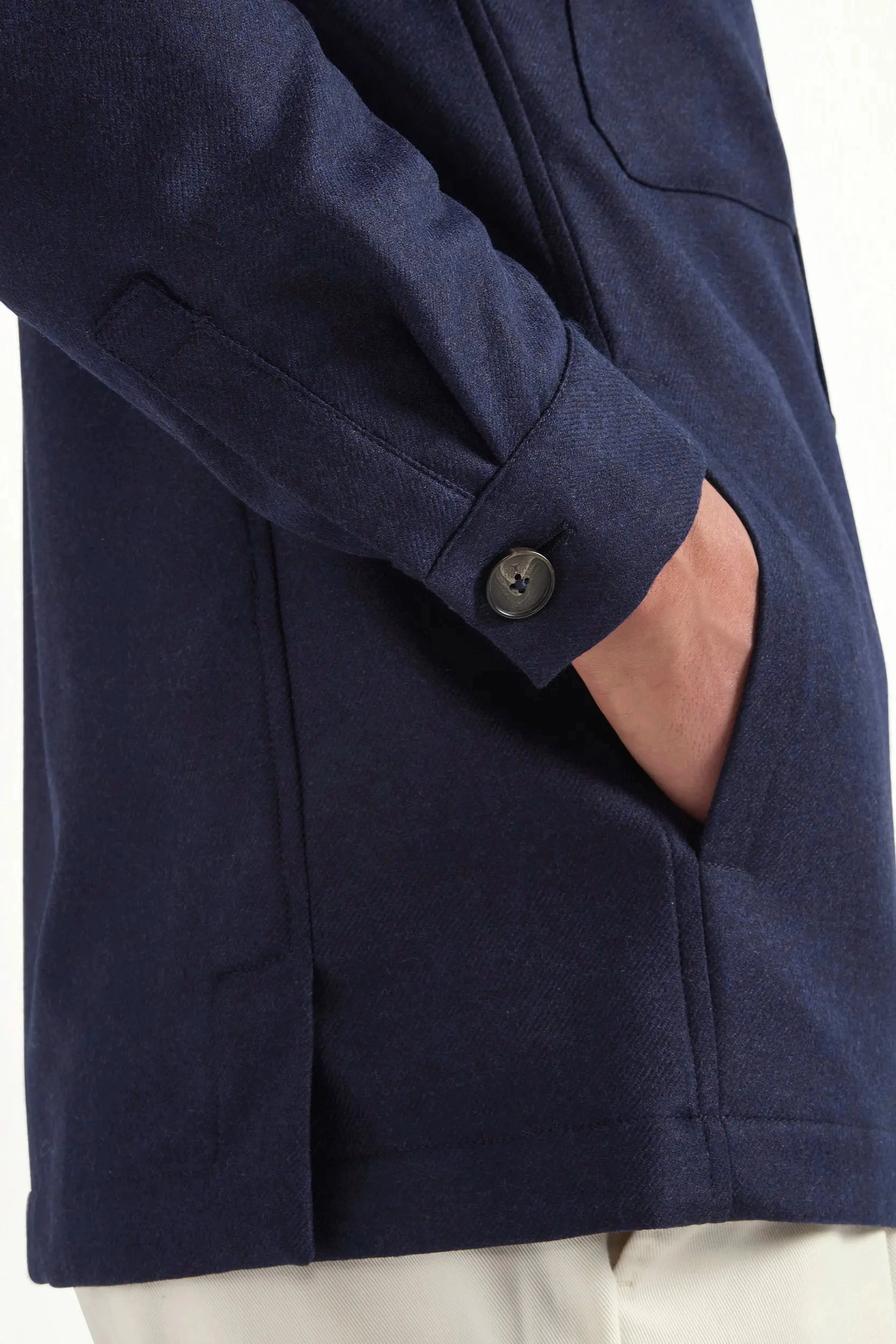 Blue wool and cashmere shirt jacket  - Made in Italy