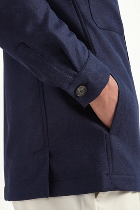 Blue wool and cashmere shirt jacket  - Made in Italy Blue wool and cashmere shirt jacket  - Made in Italy