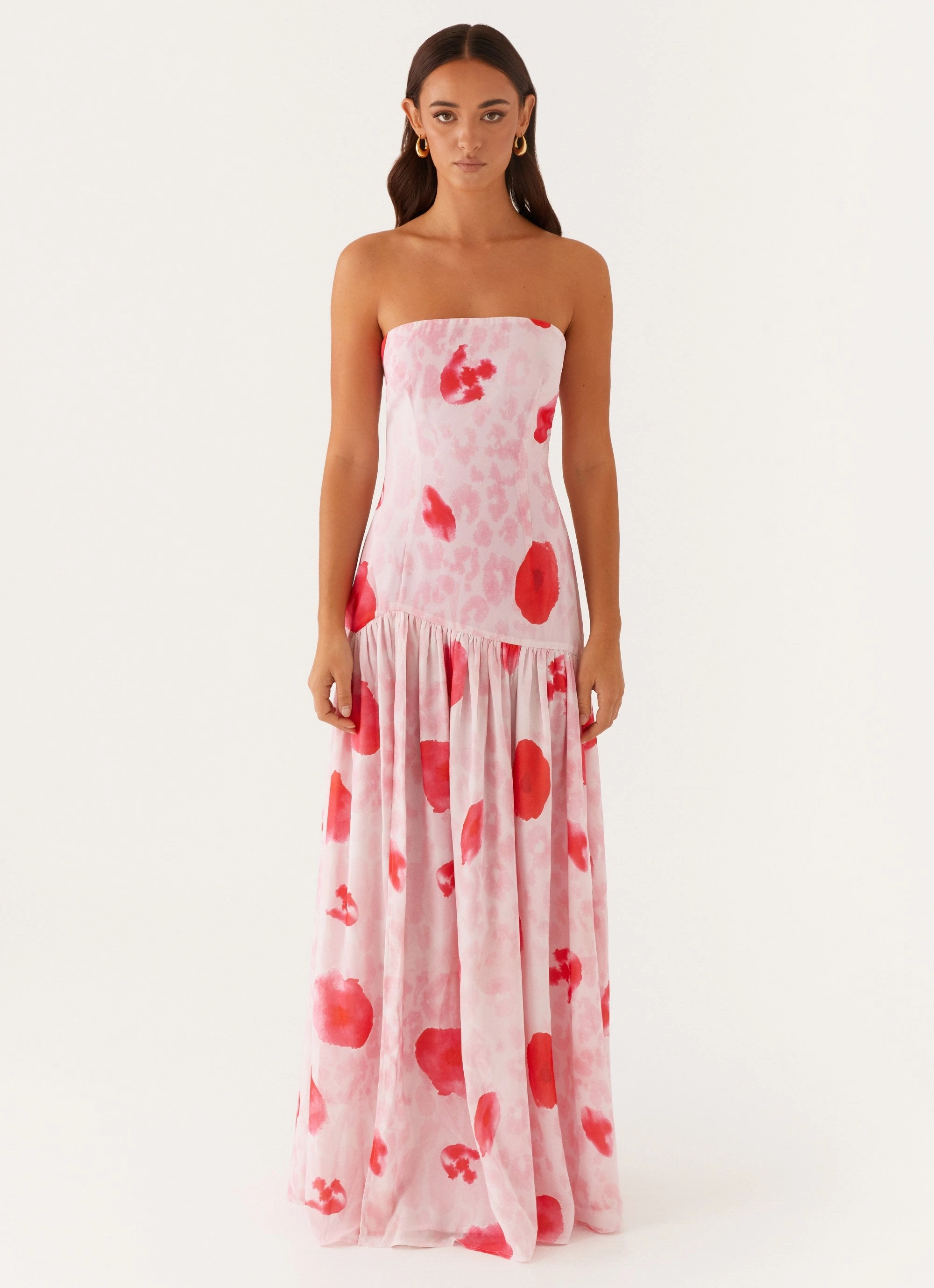 Eden Strapless Maxi Dress - Rose Leopard Soft Lines