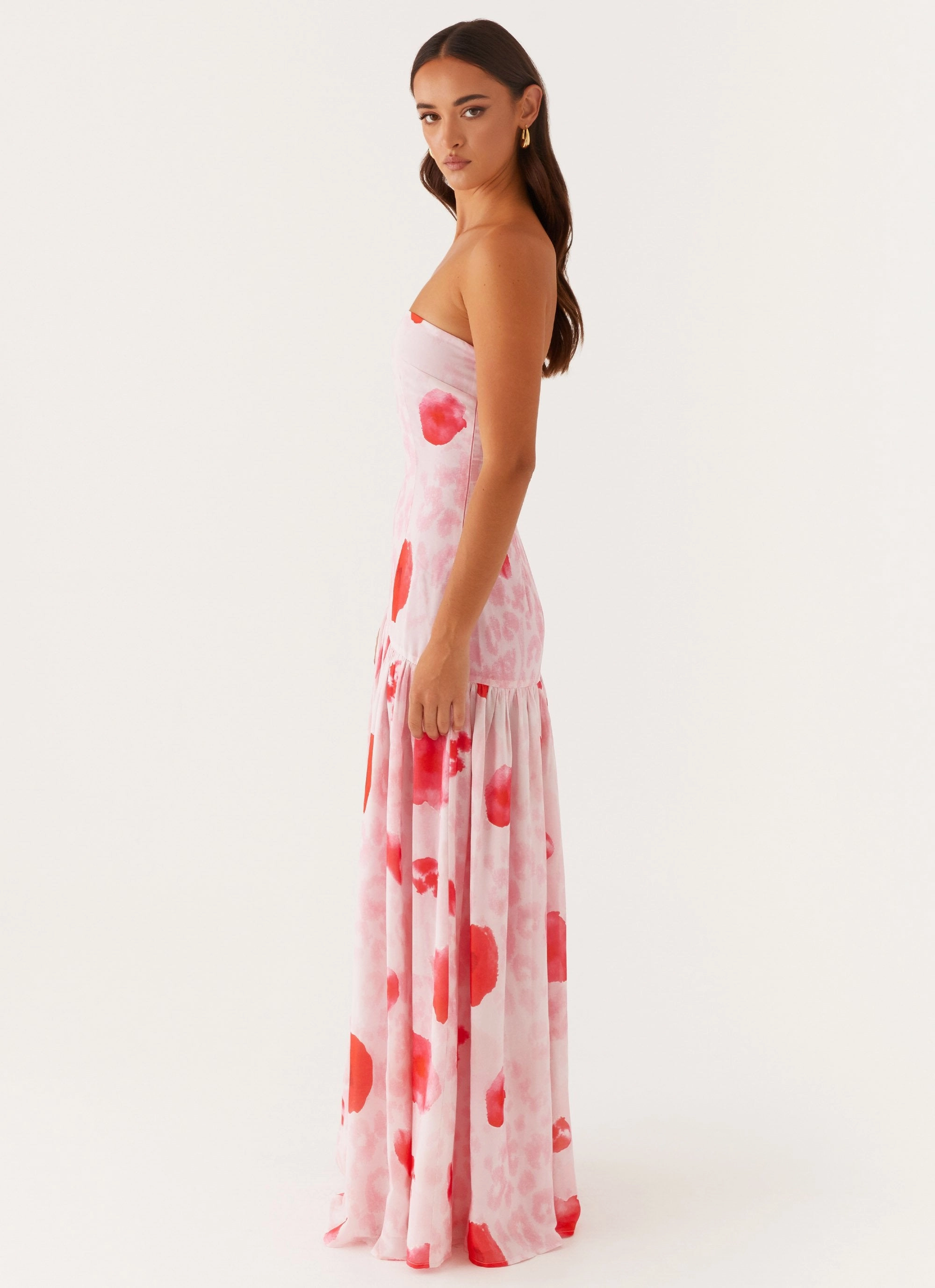 Chic Tone Grace Base Eden Strapless Maxi Dress - Rose Leopard