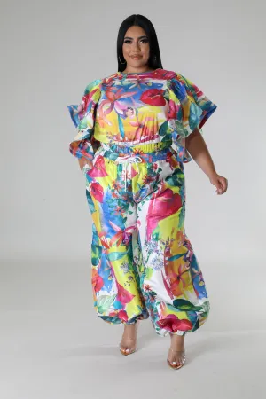 Blushing Sunbursts Pant Set Plus