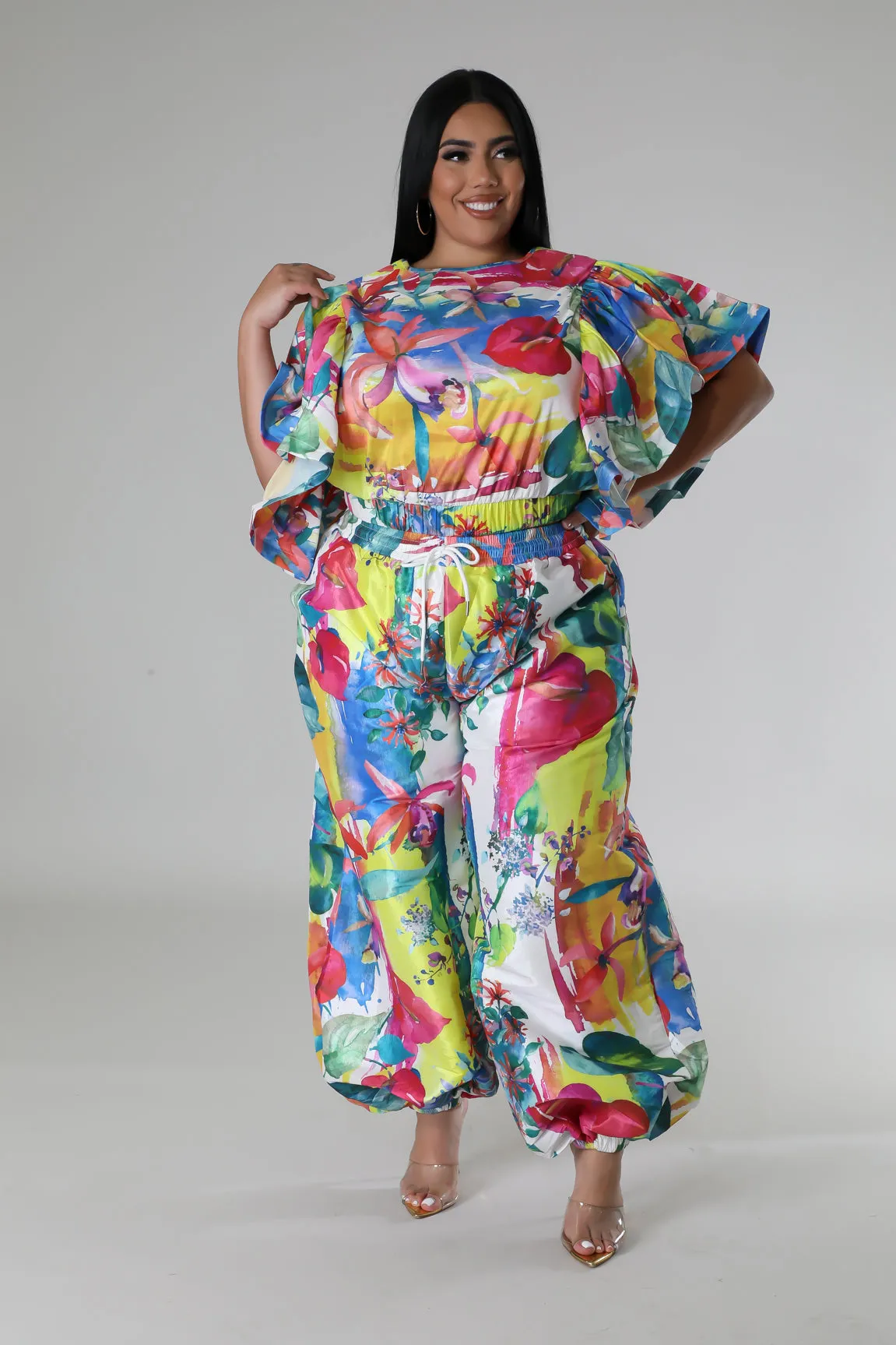 Blushing Sunbursts Pant Set Plus