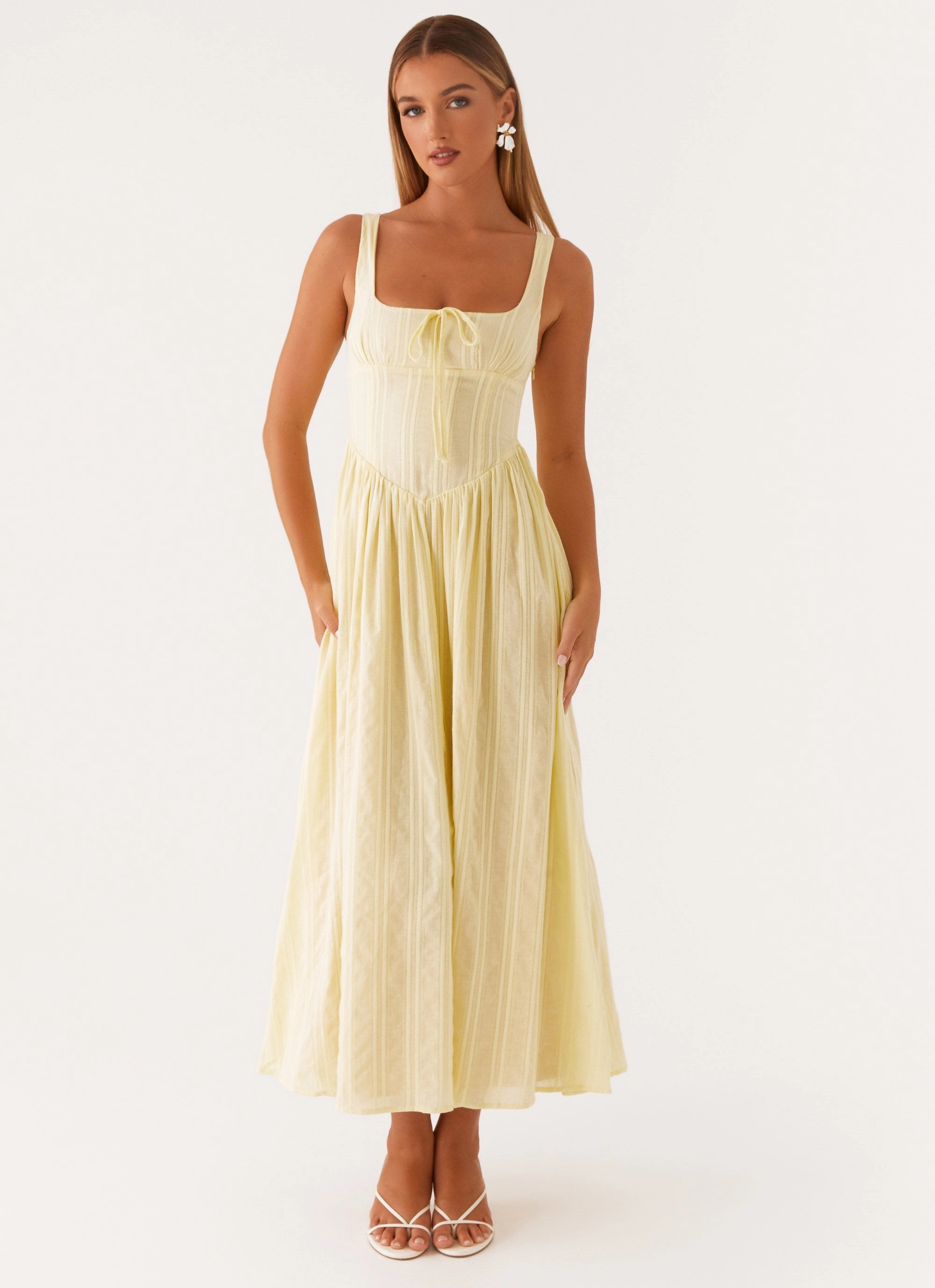 french chic Pascuelle Midi Dress - Yellow