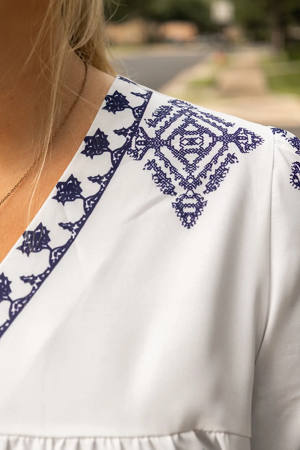 Boho Geometric Print Plus Size Blouse