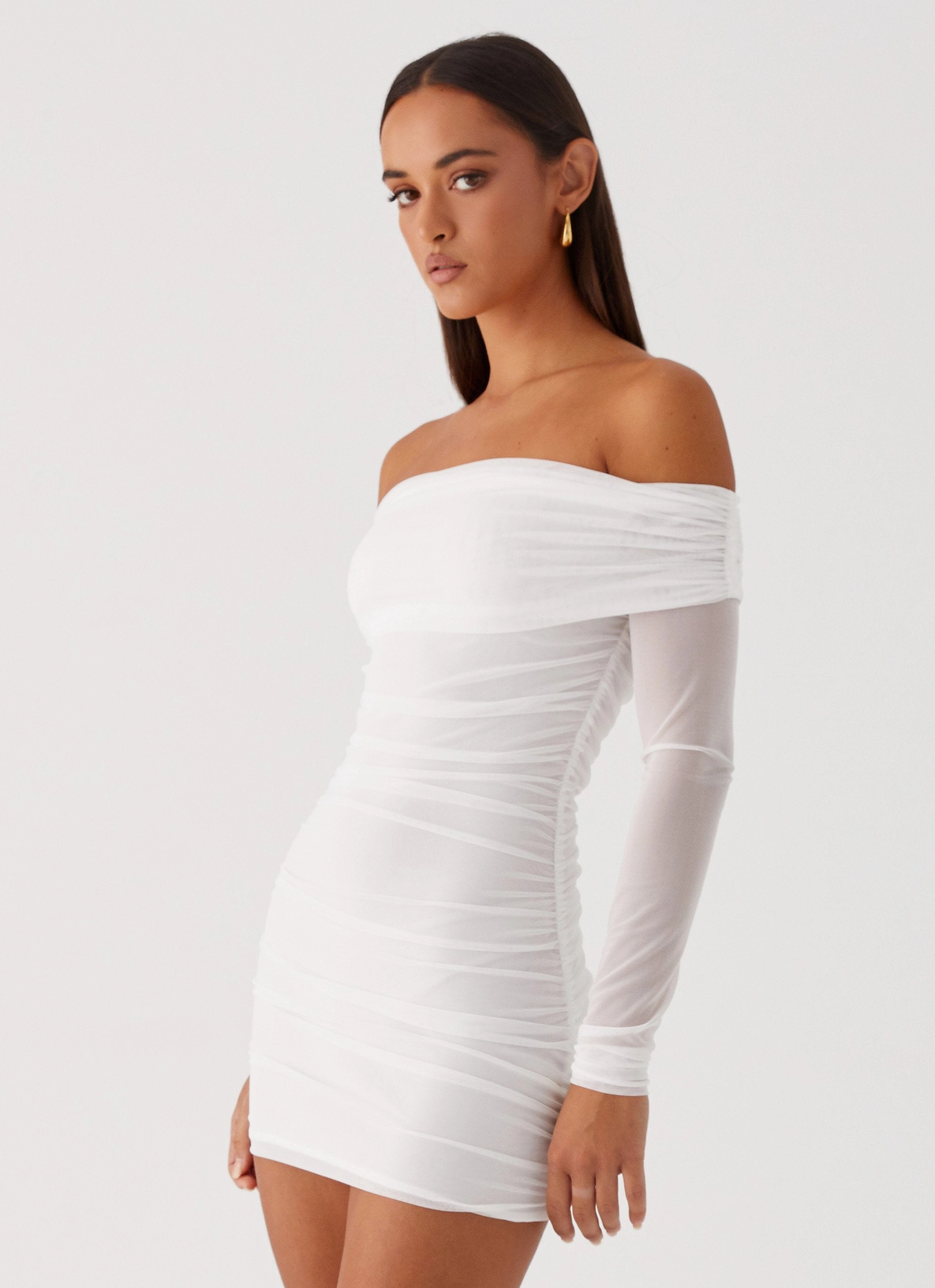 Liquid Spirit Mini Dress - White Bold Fashion Aura Glow