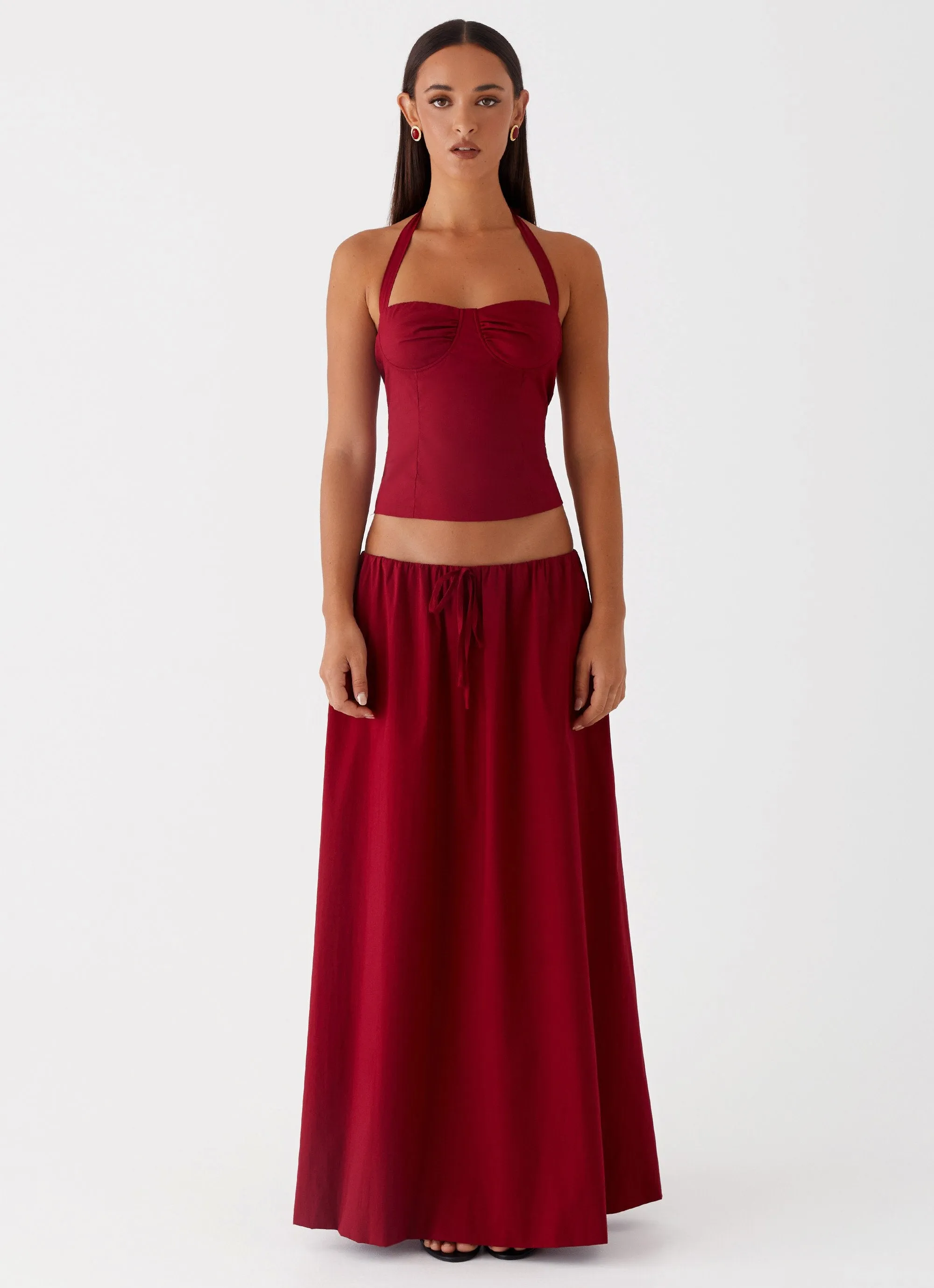 Cheryl Maxi Skirt - Cherry Red Urban Pulse All Day Comfort