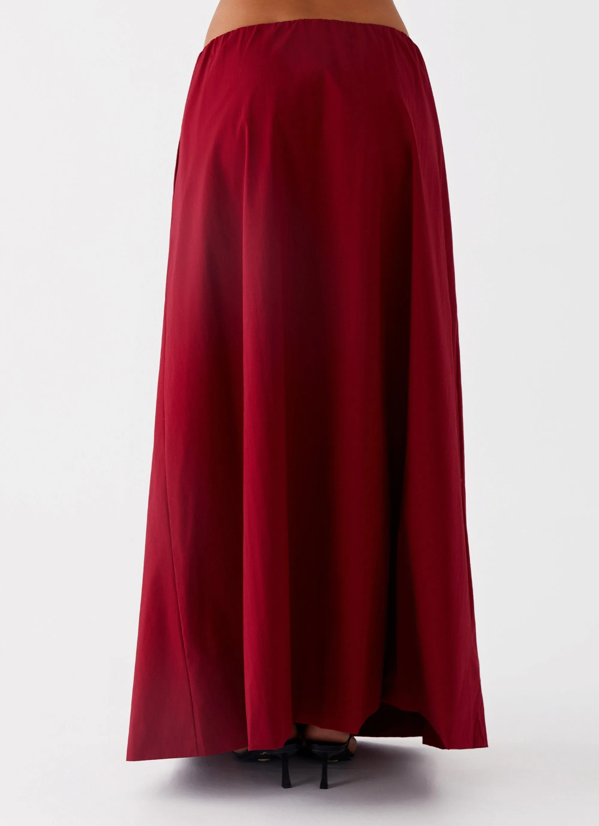 Cheryl Maxi Skirt - Cherry Red Winter Staple