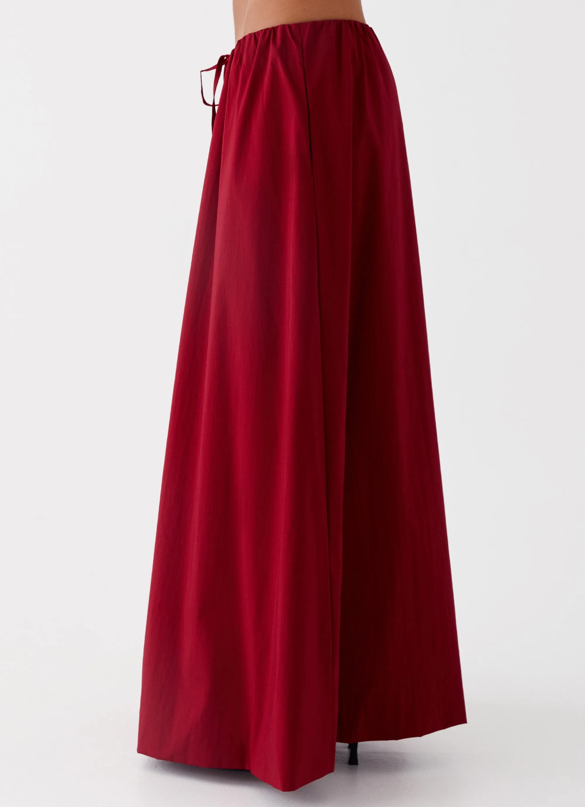 Layered Look Cheryl Maxi Skirt - Cherry Red