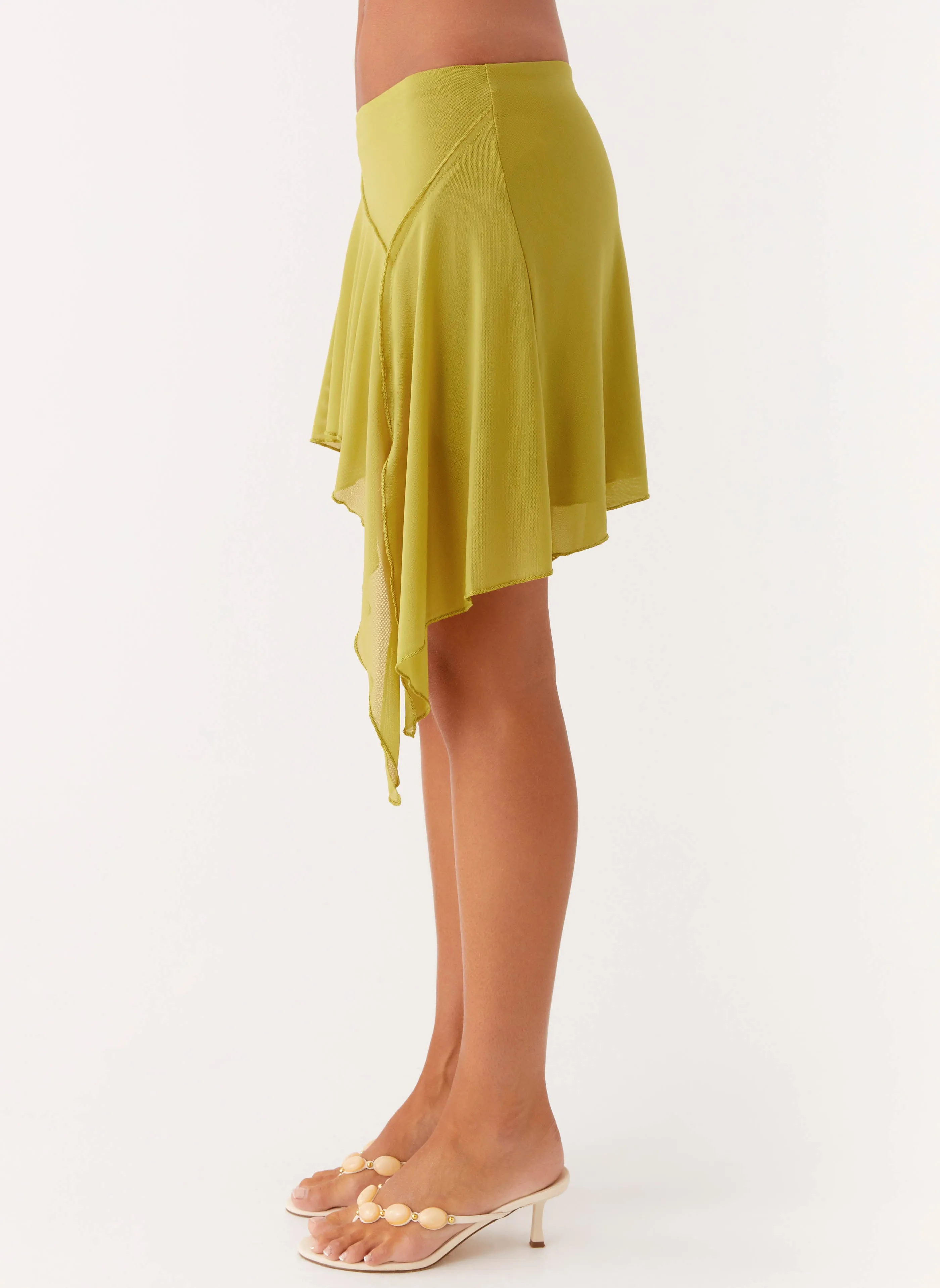 Lustra Mini Skirt - Lime button detail Tropical theme