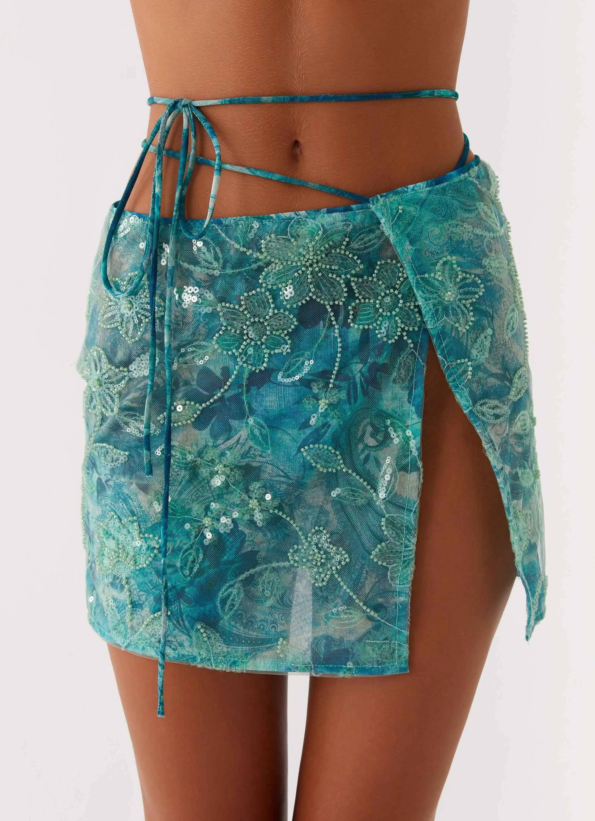 Stacie Mini Skirt - Teal Outdoor Gathering Emerging Designer