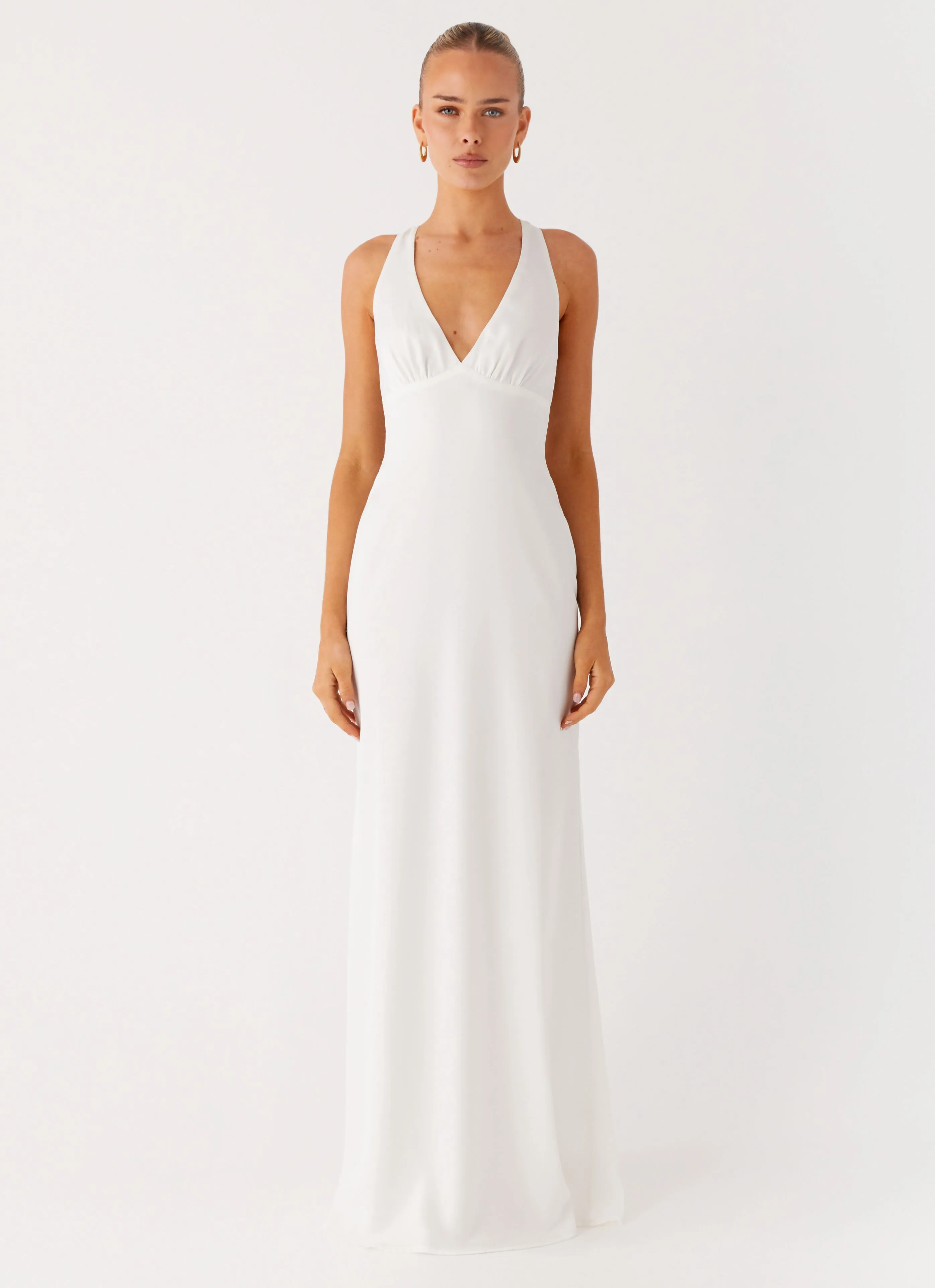 Desi Halterneck Maxi Dress - White Youthful Style All-Purpose Wear