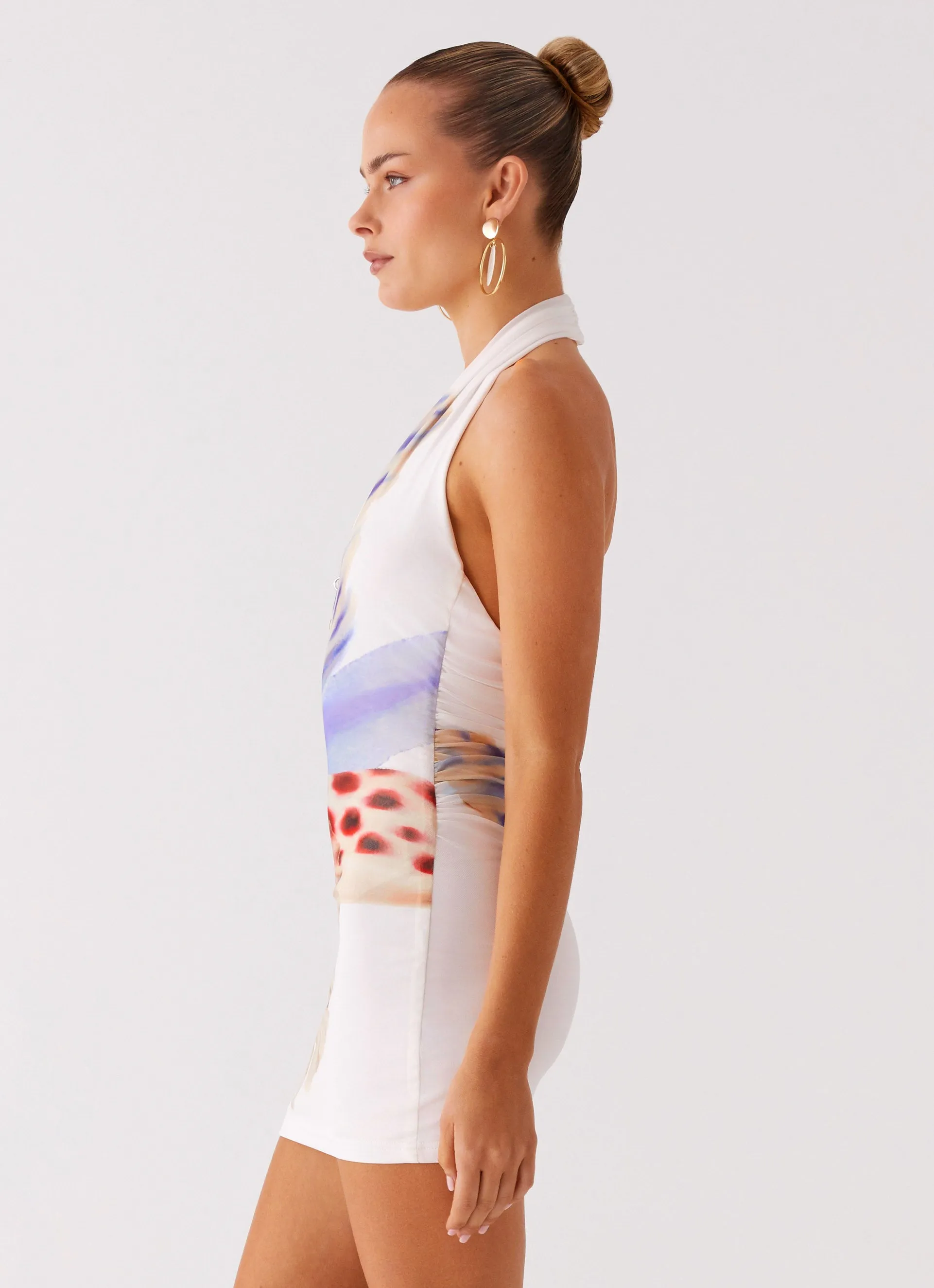 No Time Mini Dress - White Sea Bloom All-Ages Fit Summer Fashion