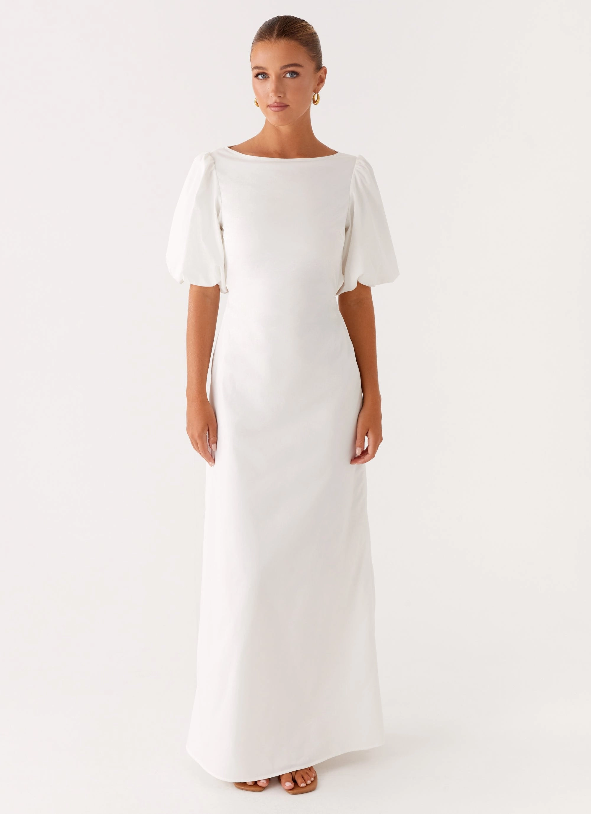 Judy Maxi Dress - White Silky-Feel Smart Cut