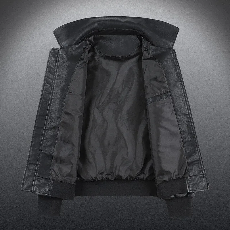 Bomber Jacket Men Indian Pattern Embroidered Faux Leather