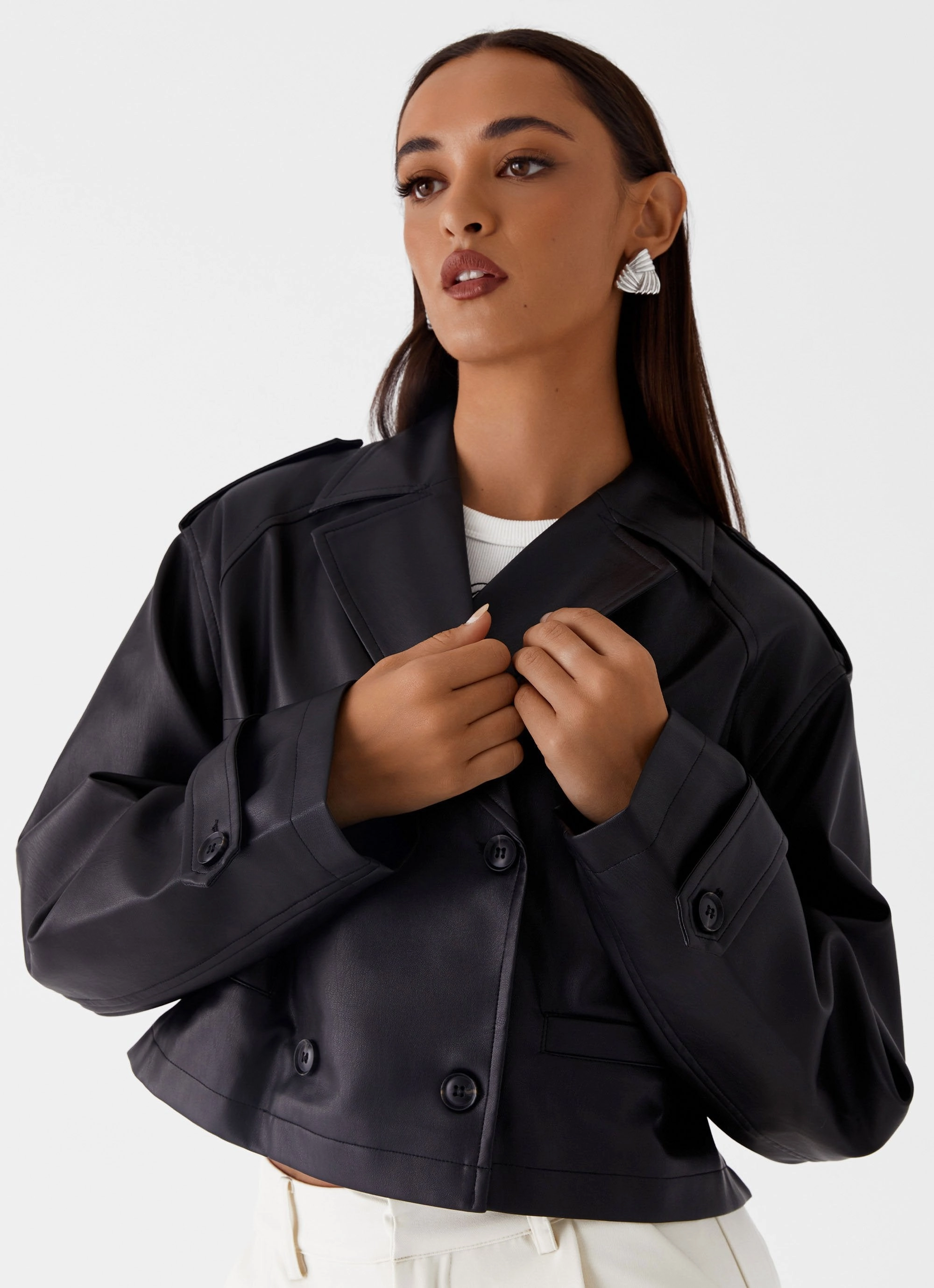 color block Bryson Cropped Jacket - Black