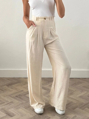 Albi Wide Leg Trouser / Cream Chic Design Modern Cut