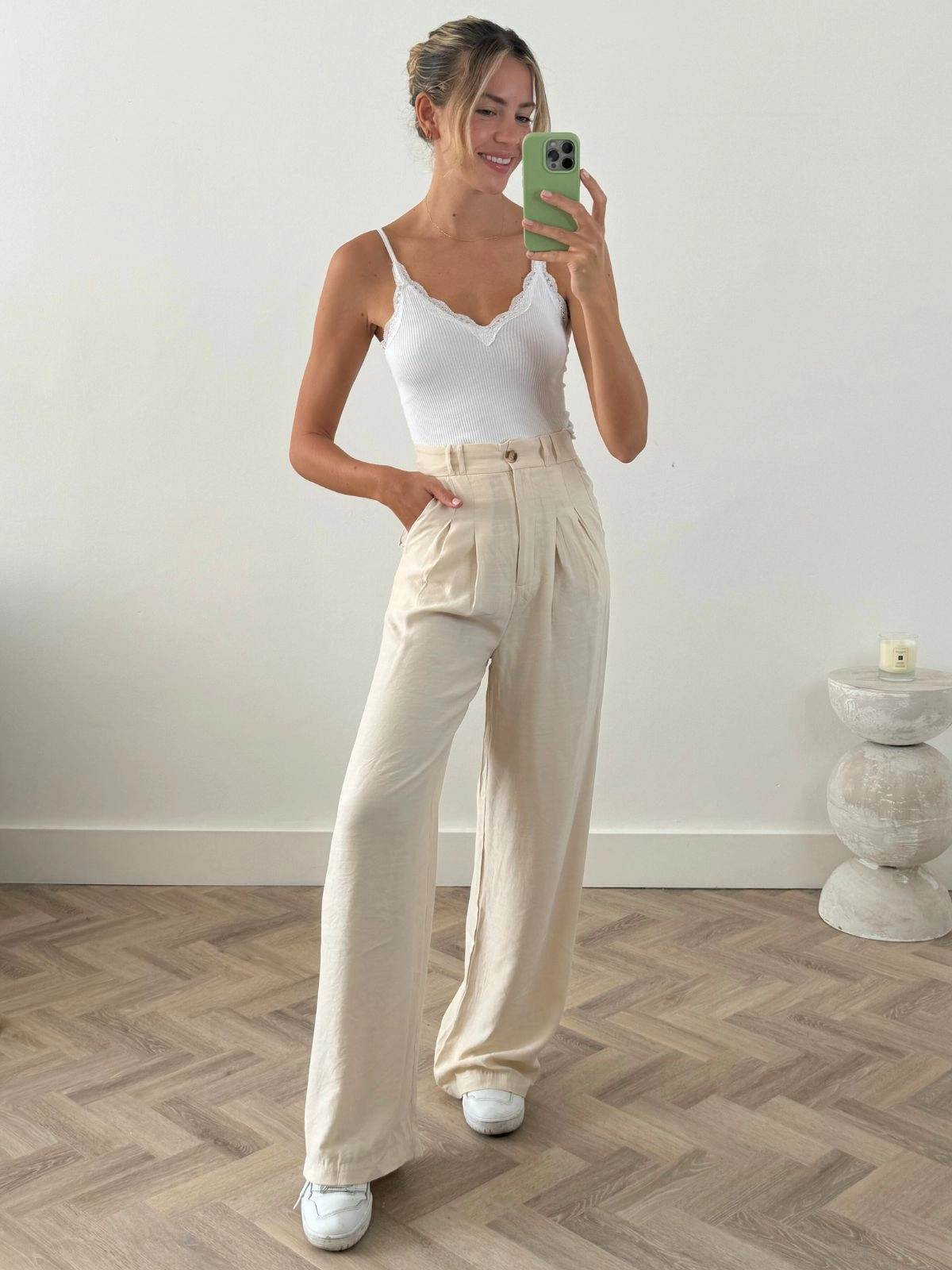 Albi Wide Leg Trouser / Cream Casual Appeal