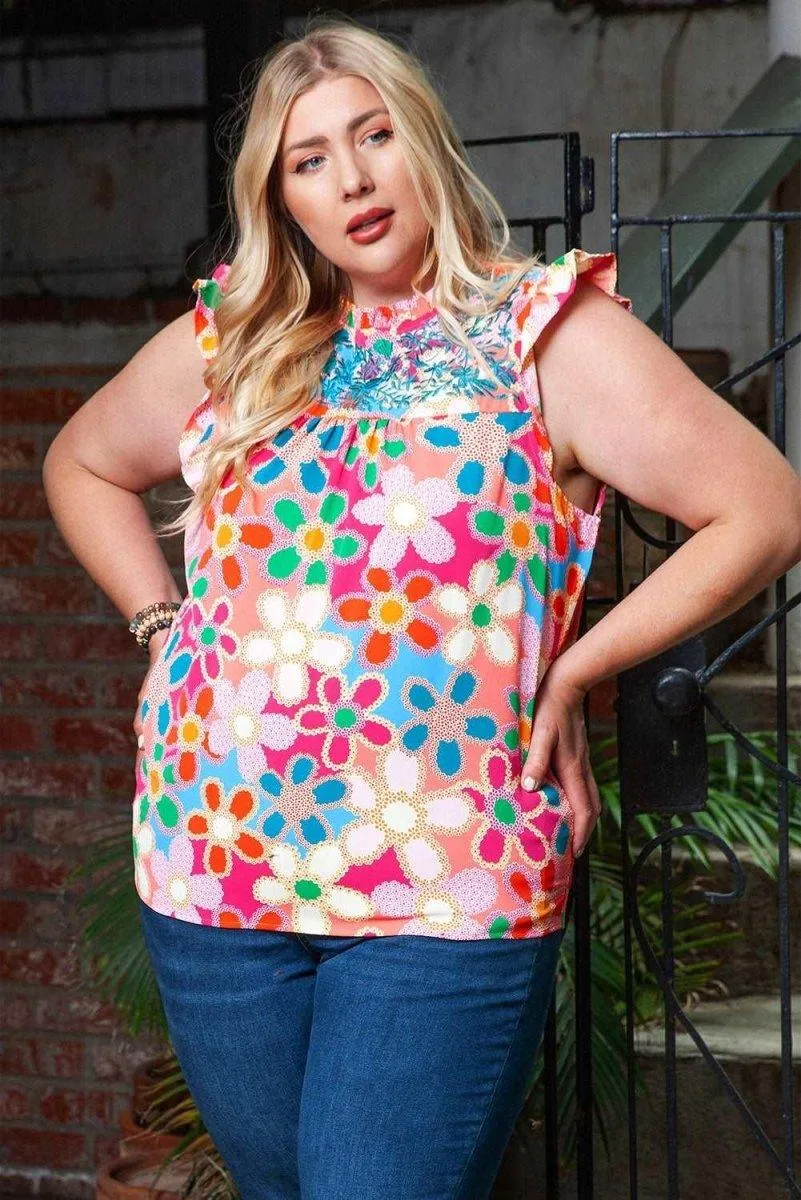 Bonnie Shoulder Ruffle Plus Size Tank