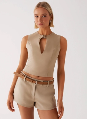 Bonny Mini Shorts - Brown Adaptive Fit Technology