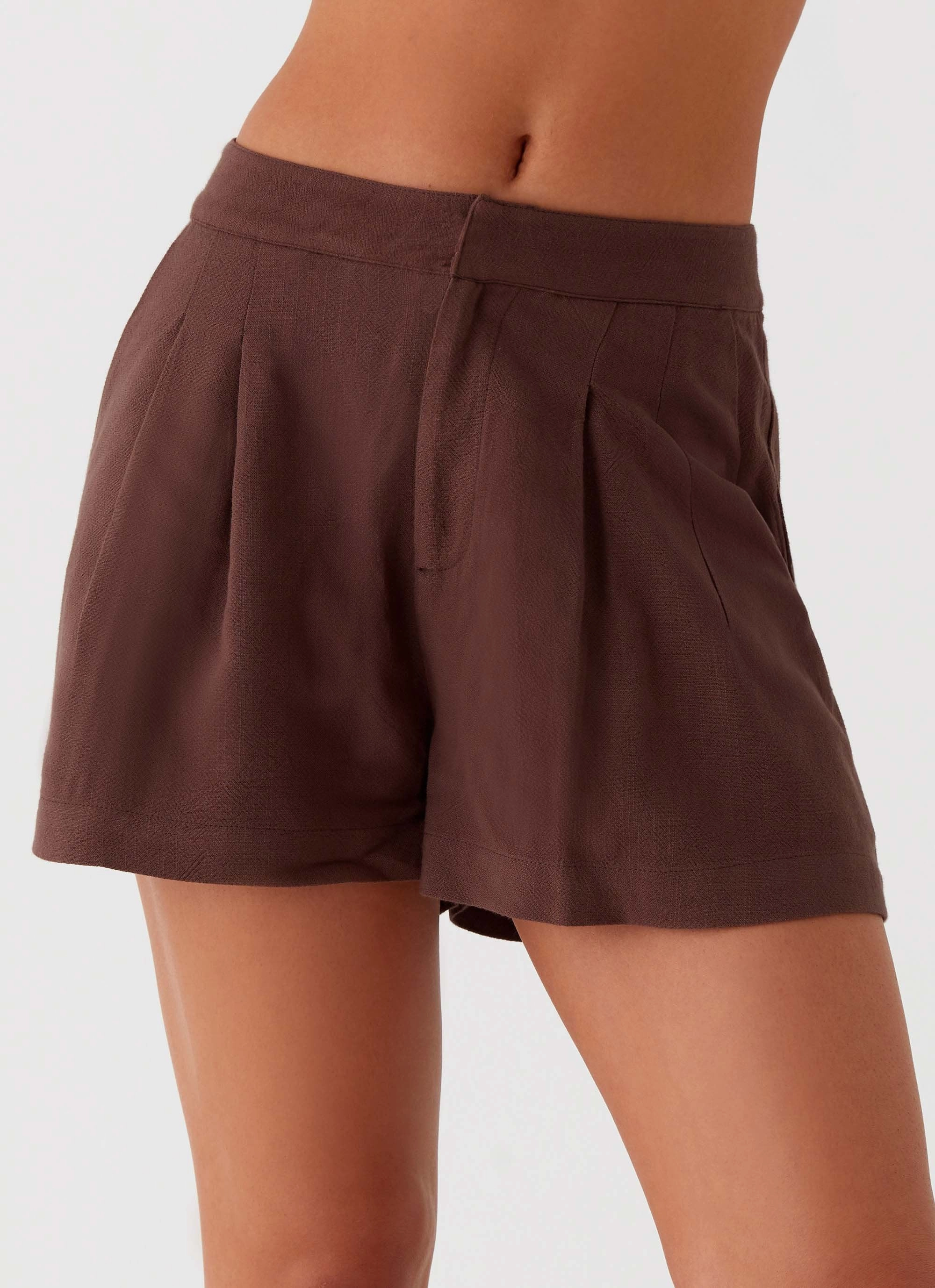 Born For Bordeaux Linen Shorts - Brown Stylish Wear Tailored Wear